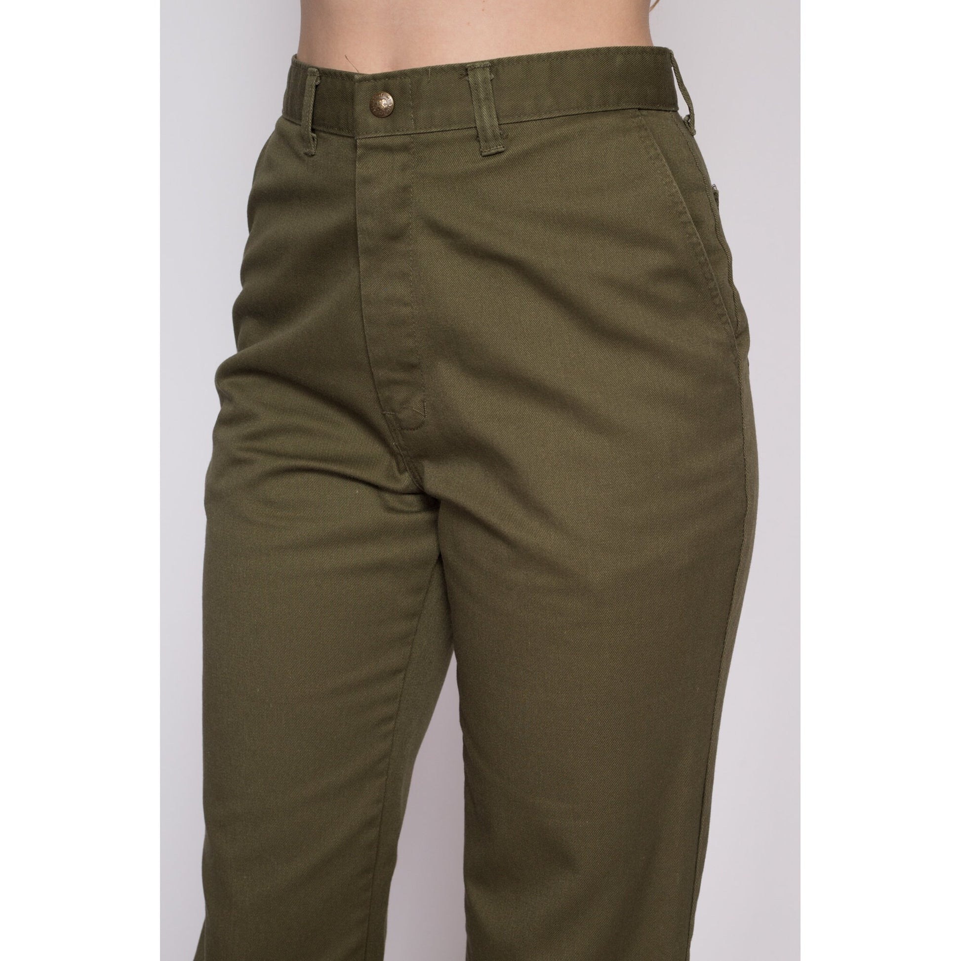 70s Boy Scout Uniform Pants - Men's Small, Women's Medium, 28.5" | Vintage Olive Green High Waisted Straight Leg Utility Trousers