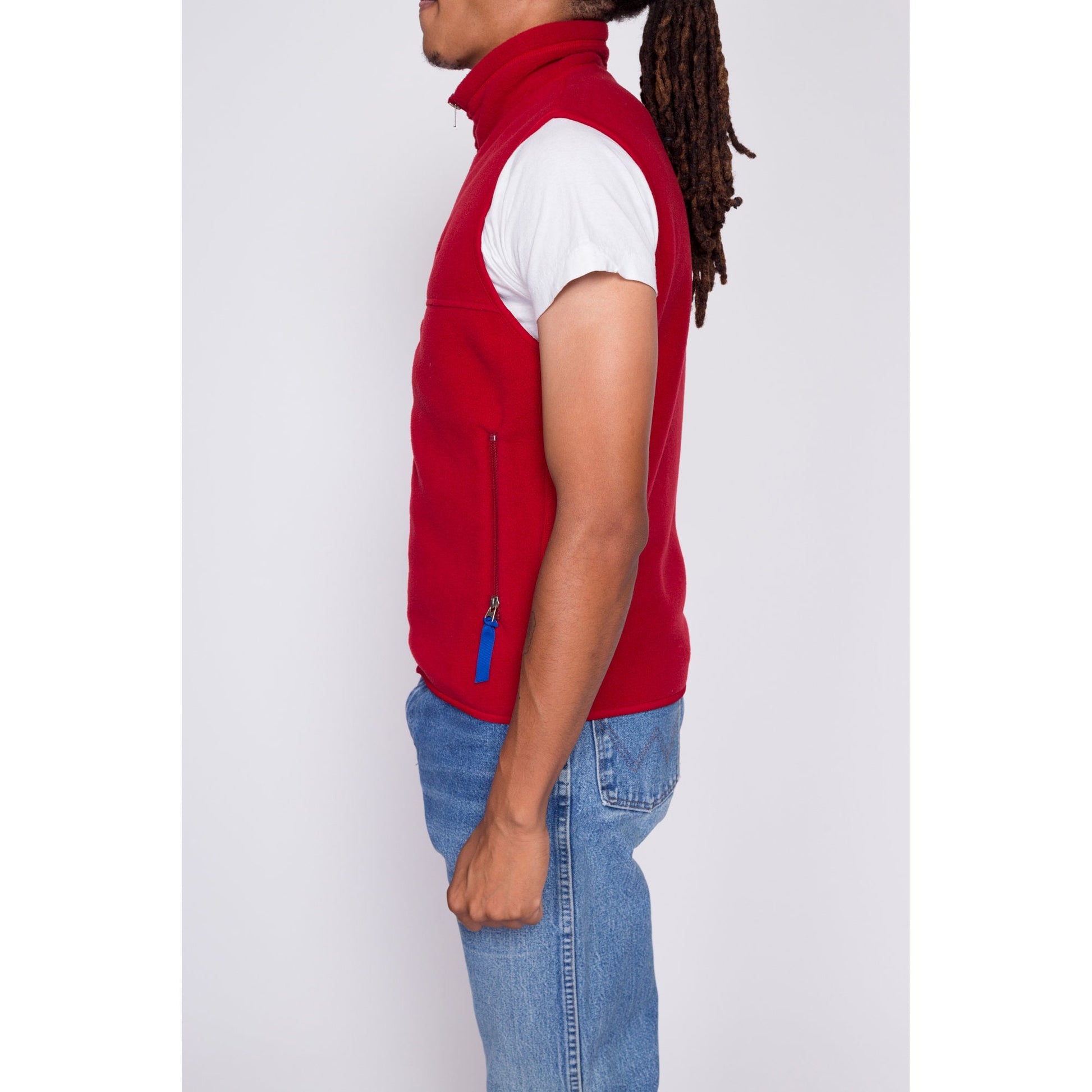 90s Patagonia Synchilla Red Fleece Vest - Men's Small | Vintage Zip Front Sleeveless Lightweight Jacket