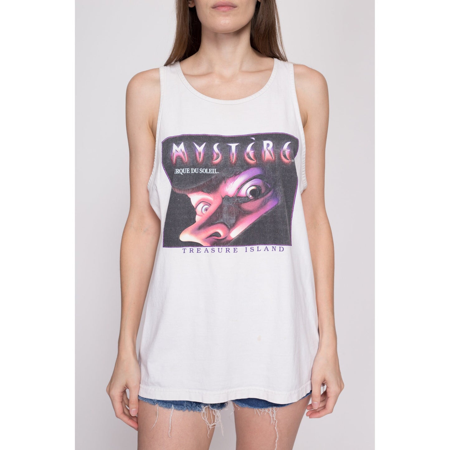 L| 90s Cirque Du Soleil Mystere Tank Top - Unisex Large | Vintage Las Vegas Circus Graphic Souvenir Muscle Tee