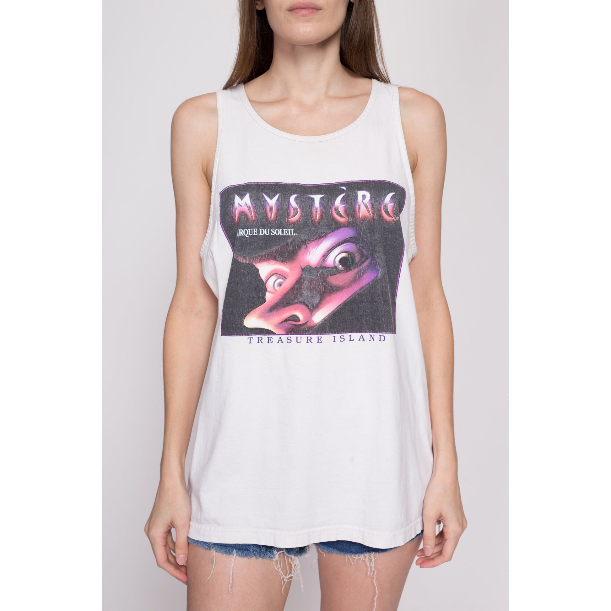 L| 90s Cirque Du Soleil Mystere Tank Top - Unisex Large | Vintage Las Vegas Circus Graphic Souvenir Muscle Tee