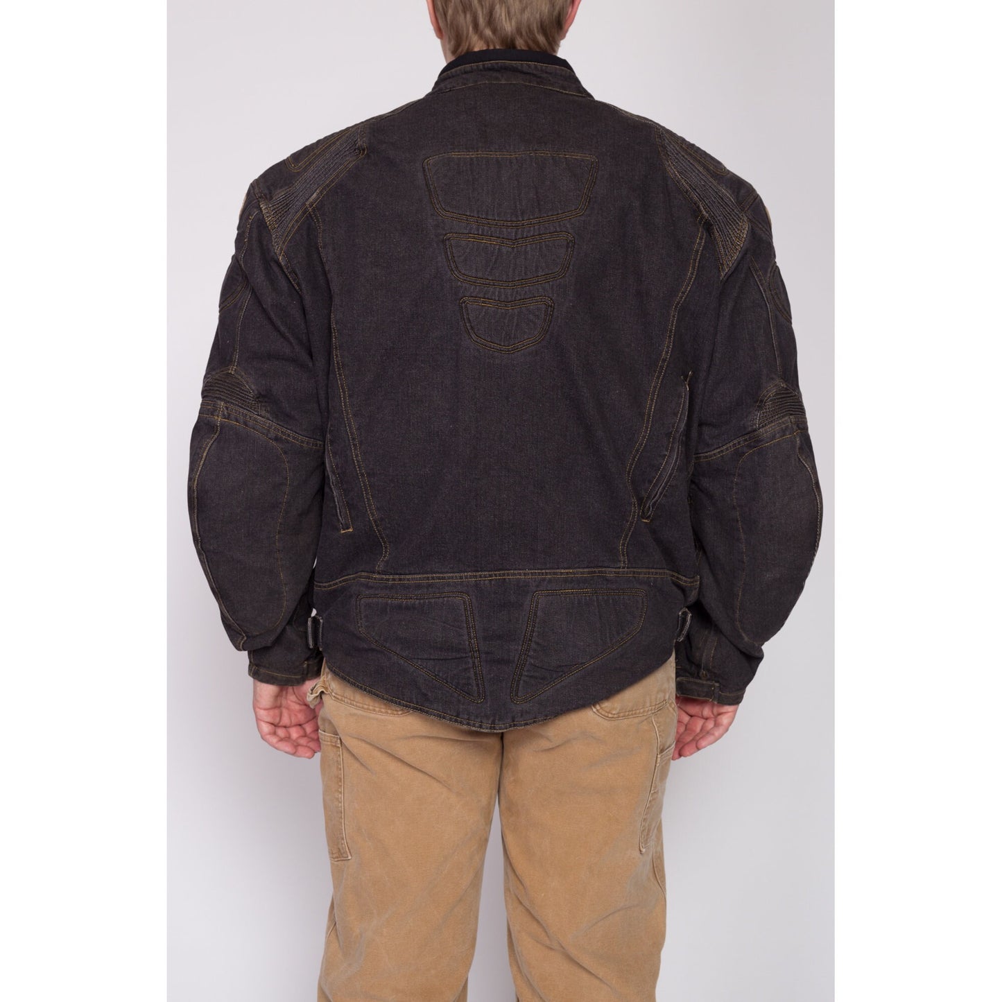 Vintage Cortech Padded Denim Motorcycle Jacket - Size 50/3XL | Y2K Brown Moto Racing Coat