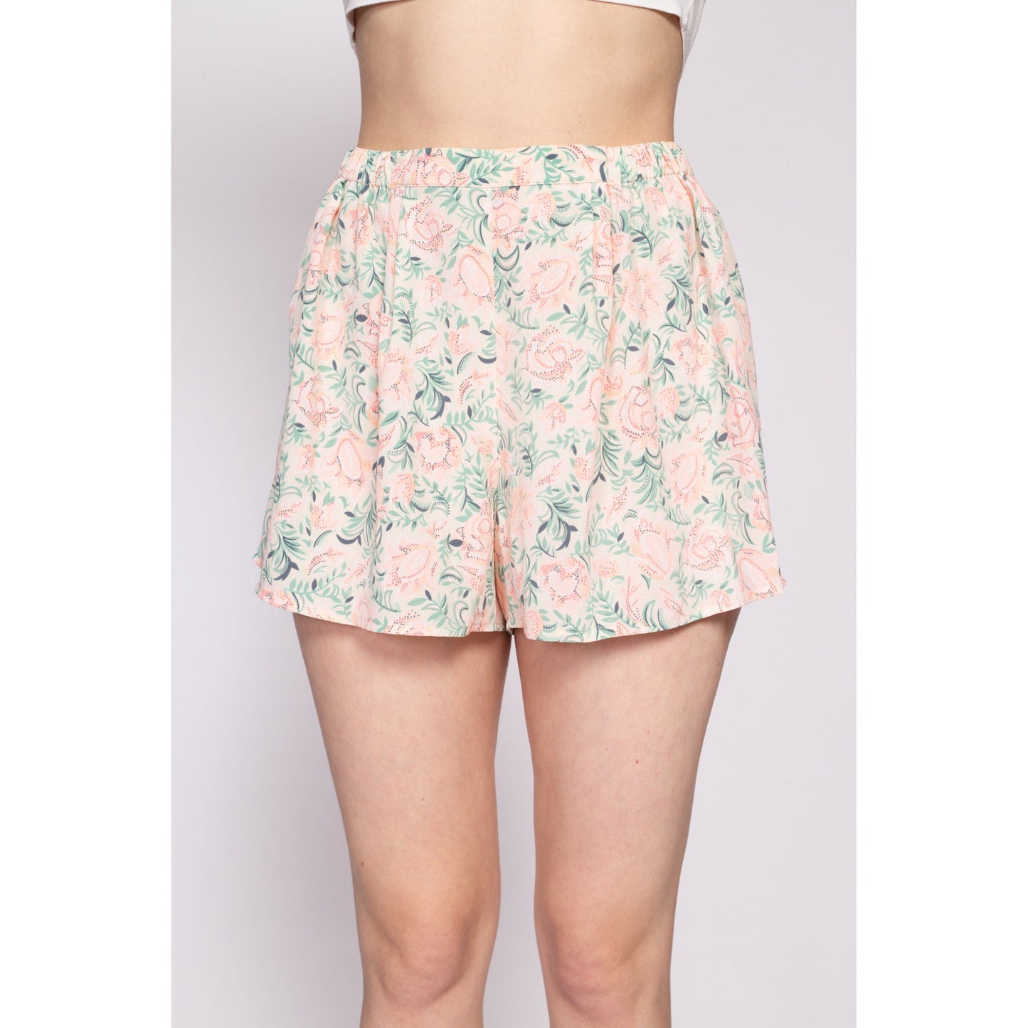 80s 90s Victoria's Secret Floral Sleep Shorts - Medium | Vintage Boho Lingerie Mini Pajama Shorts