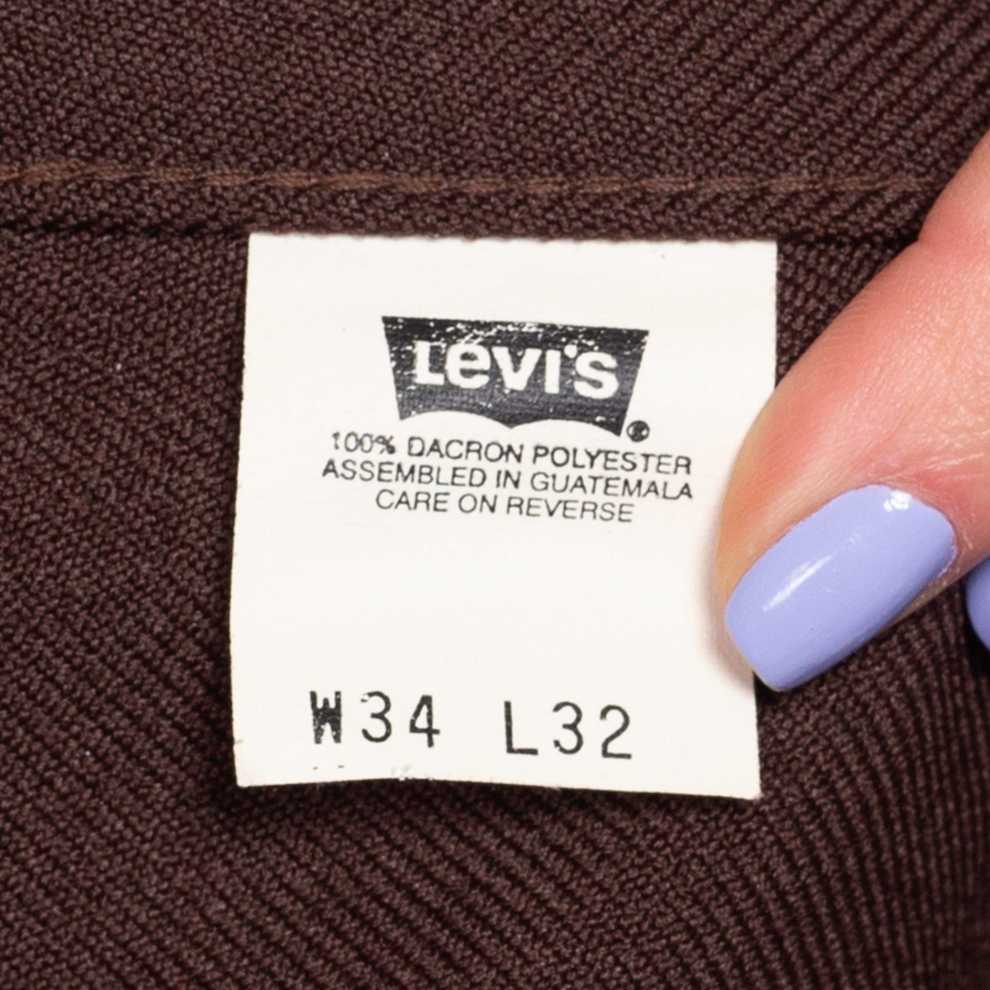 70s Levi's Brown Trousers - 34x32 | Retro Vintage Straight Leg Rockabilly Polyester Pants