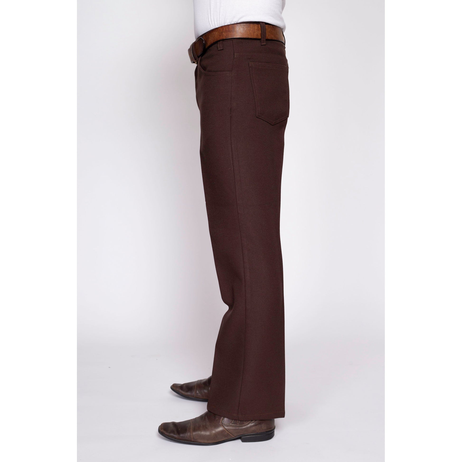 70s Levi's Brown Trousers - 34x32 | Retro Vintage Straight Leg Rockabilly Polyester Pants