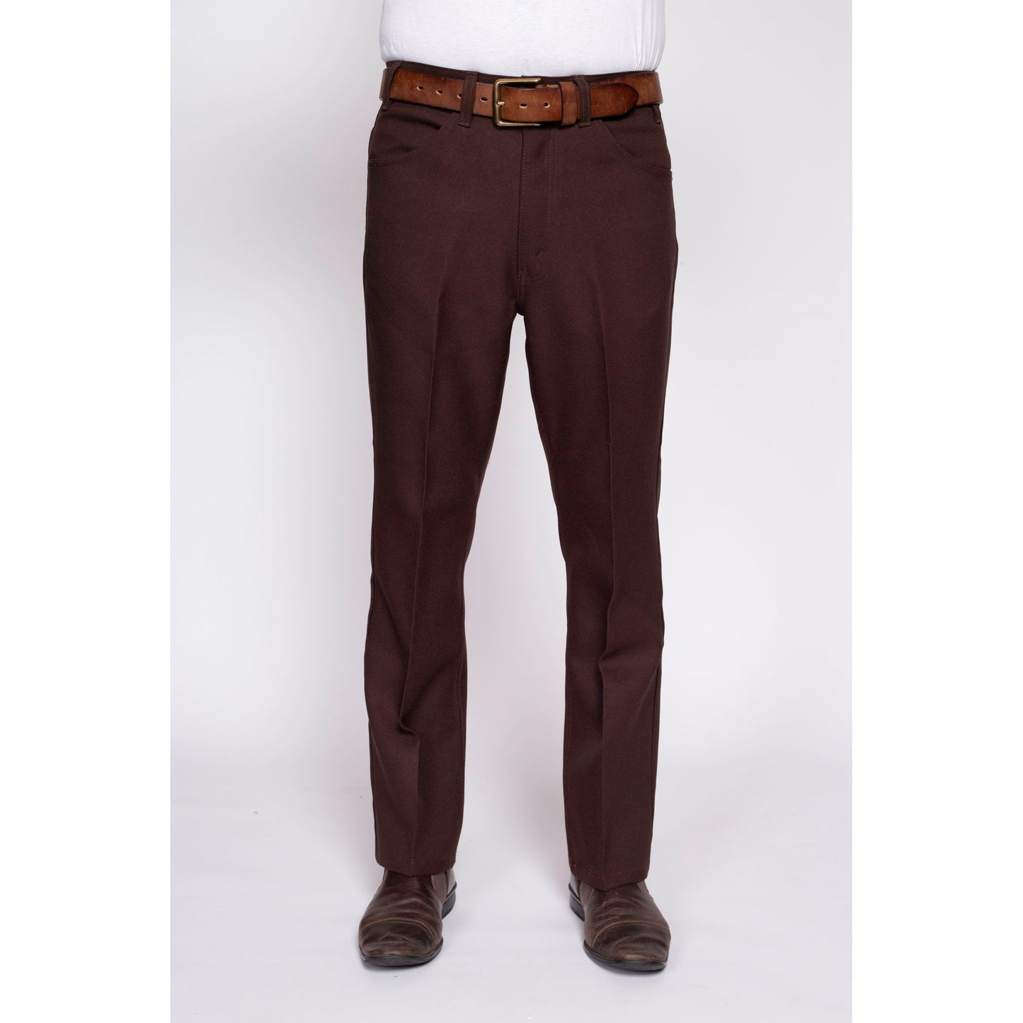 70s Levi's Brown Trousers - 34x32 | Retro Vintage Straight Leg Rockabilly Polyester Pants