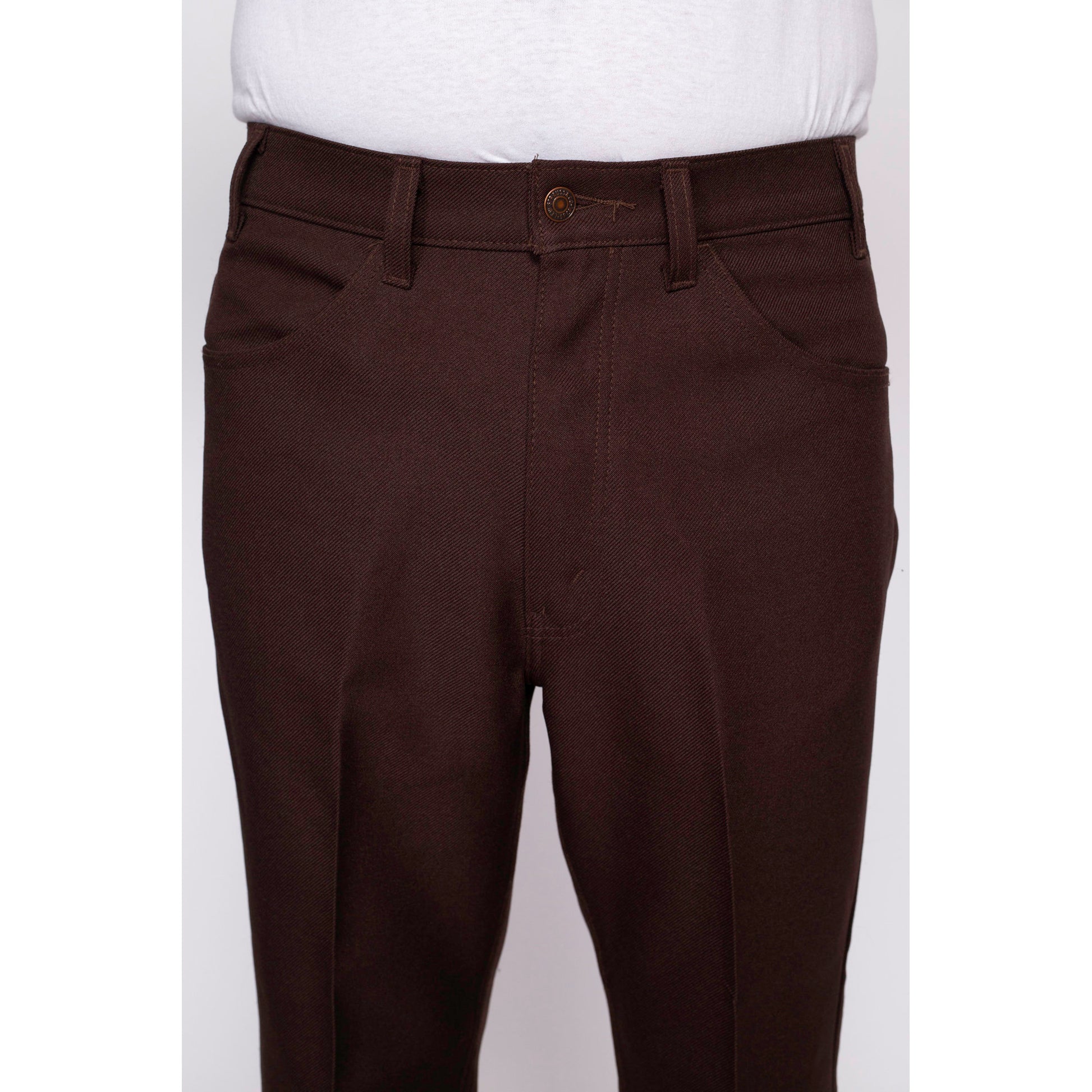 70s Levi's Brown Trousers - 34x32 | Retro Vintage Straight Leg Rockabilly Polyester Pants