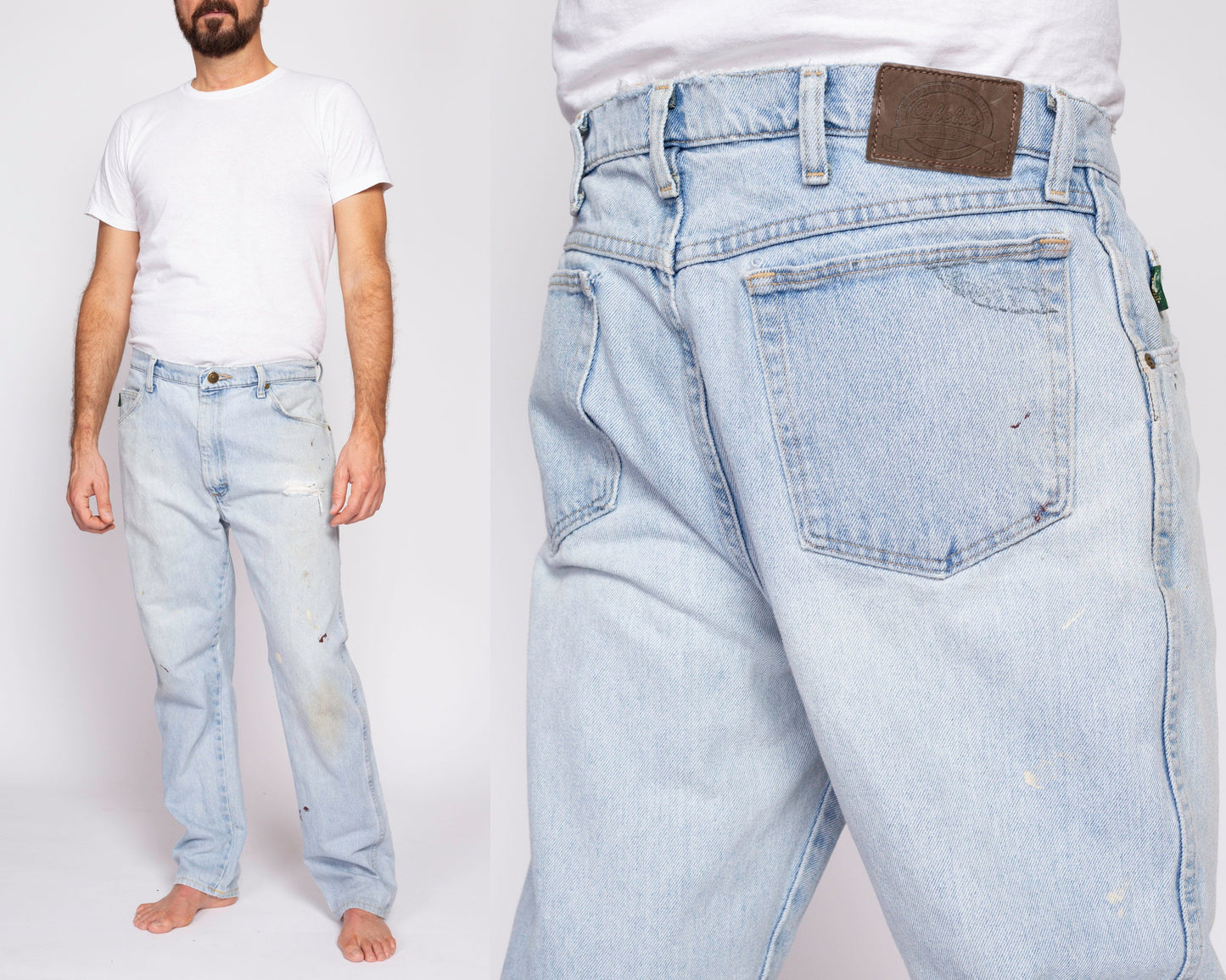 90s Cabela's Distressed Light Wash Jeans - 36x32 | Vintage Outdoor Gear Denim Straight Leg Jeans