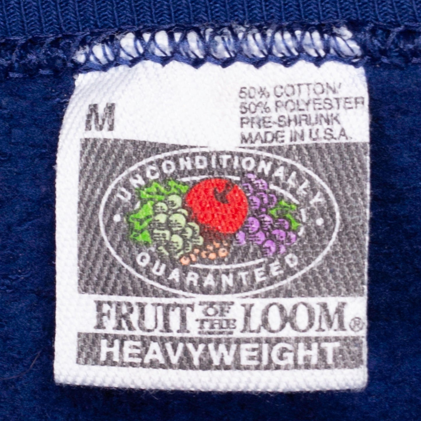90s Dark Blue Crewneck Sweatshirt - Men's Medium | Vintage Fruit Of The Loom Unisex Plain Pullover