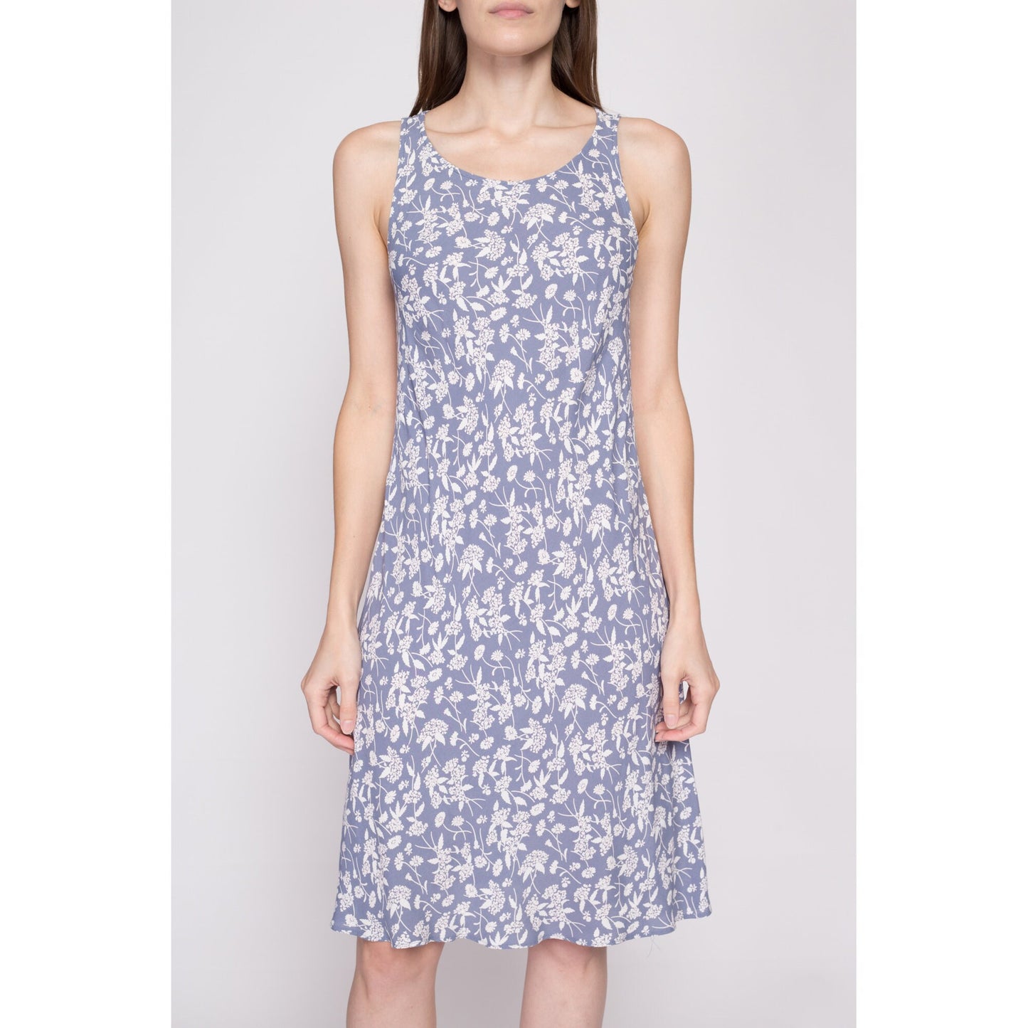 M| Vintage Laura Ashley Floral Sundress - Medium | 90s Y2K Periwinkle Blue Bias Cut Sleeveless Tank Dress