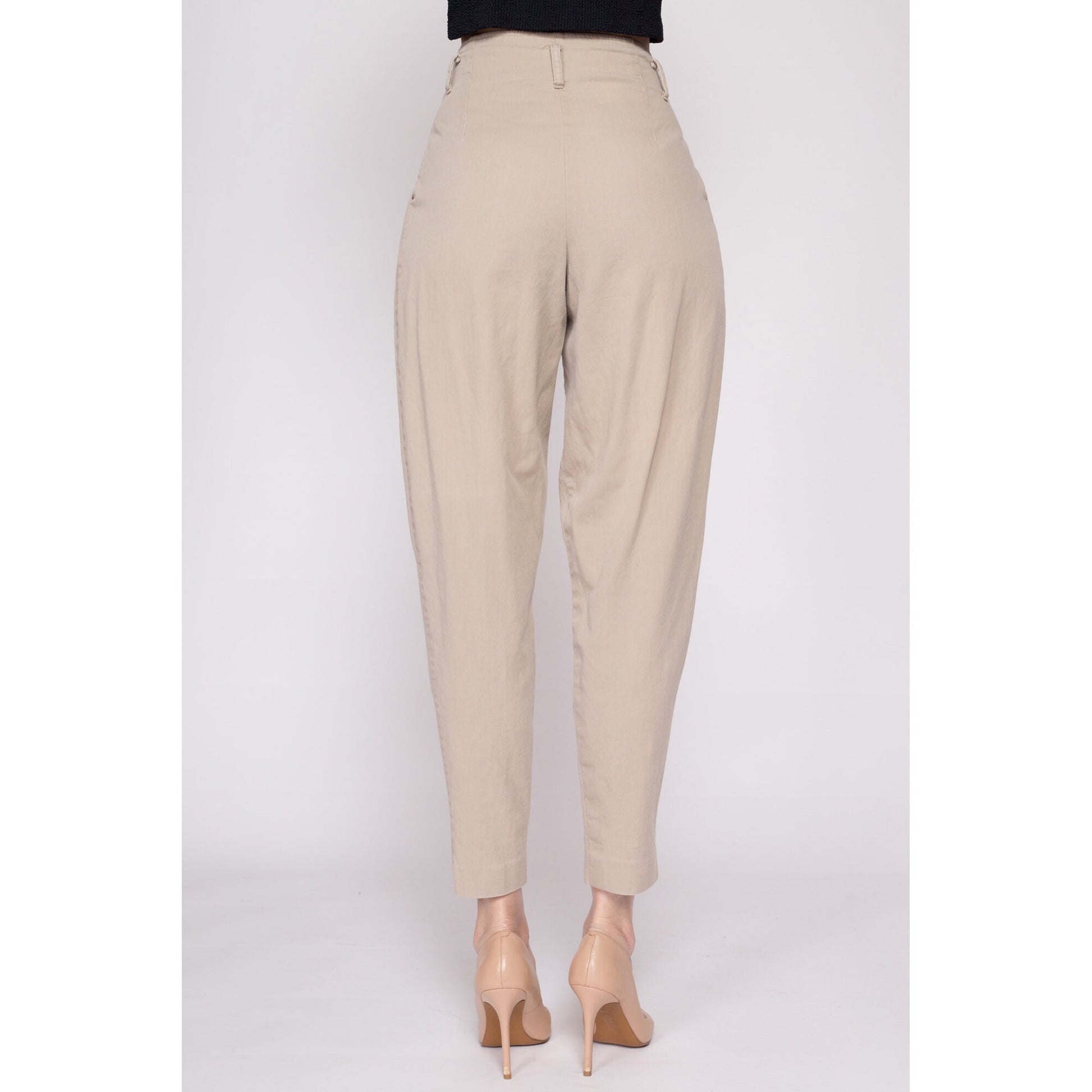 80s Khaki Cotton High Waisted Pants - Extra Small, 24.5 – Flying Apple  Vintage