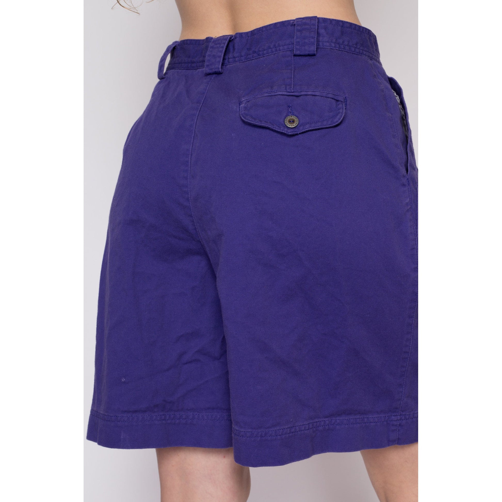 90s Lizwear Purple High Waisted Shorts - Medium to Large, 30" | Vintage Liz Claiborne Soft Cotton Casual Mom Shorts
