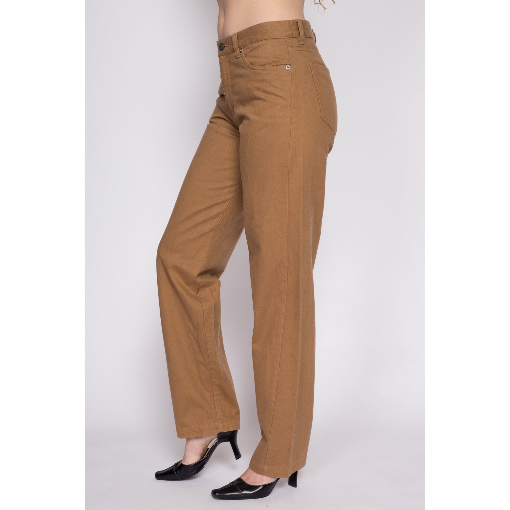 M| 90s Calvin Klein Brown Mid Rise Pants - Medium | Vintage Soft Cotton Straight Leg Trousers
