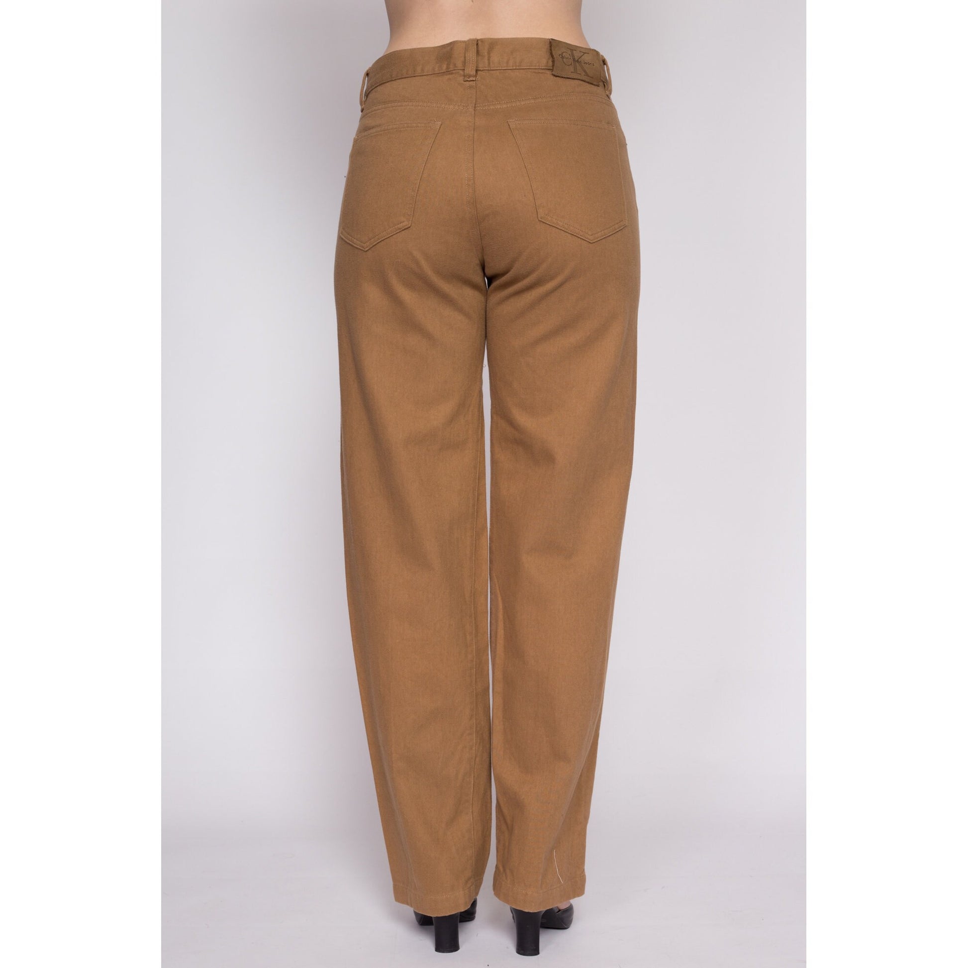 M| 90s Calvin Klein Brown Mid Rise Pants - Medium | Vintage Soft Cotton Straight Leg Trousers