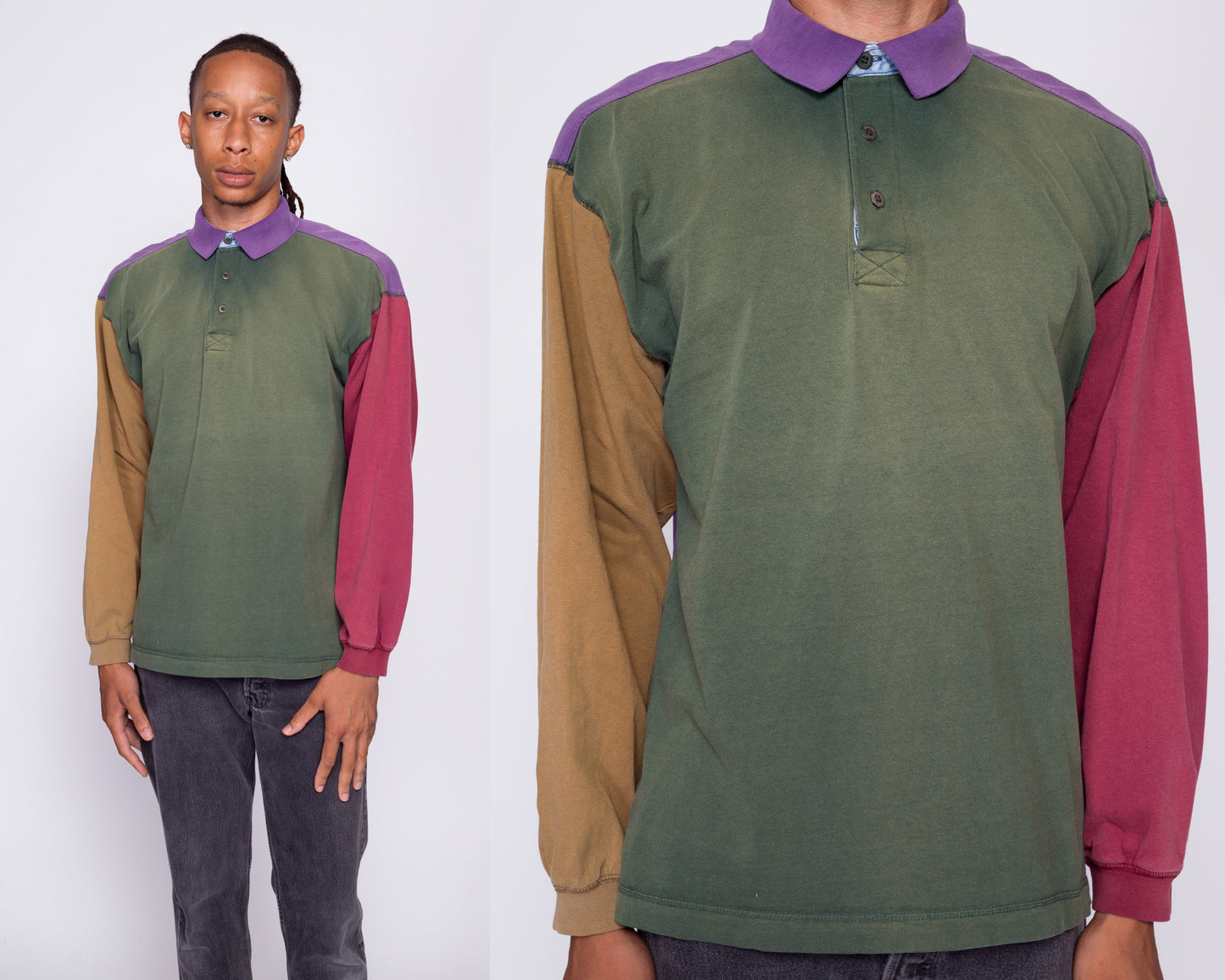 90s Color Block Collared Shirt - Men's Medium