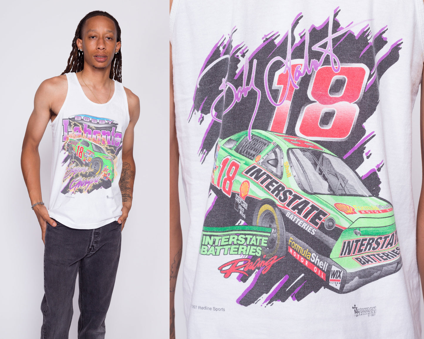 90s Bobby Labonte NASCAR Tank - Men's Medium | Vintage #18 Graphic Racing Muscle Shirt