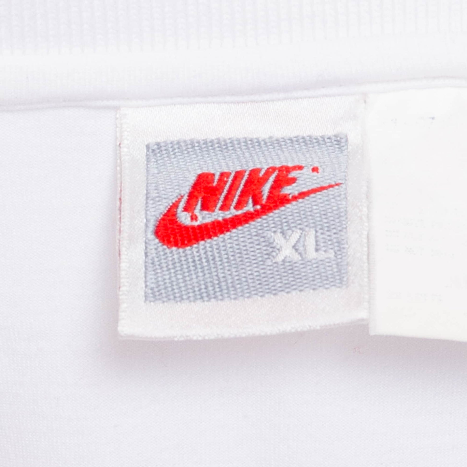 80s Nike Polo Shirt - Men's Large to XL | Vintage Grey Tag Streetwear Swoosh Logo Abstract Graphic Tee