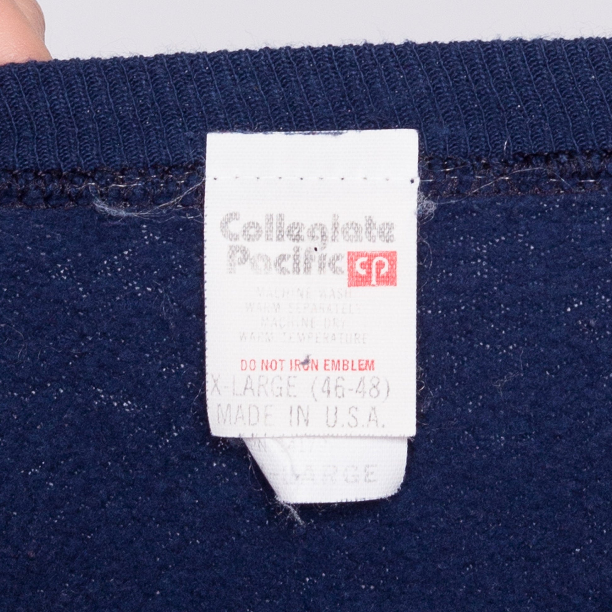 80s Penn State University Sweatshirt - Men's Large | Vintage Navy Blue Color Block Striped Collegiate Pullover