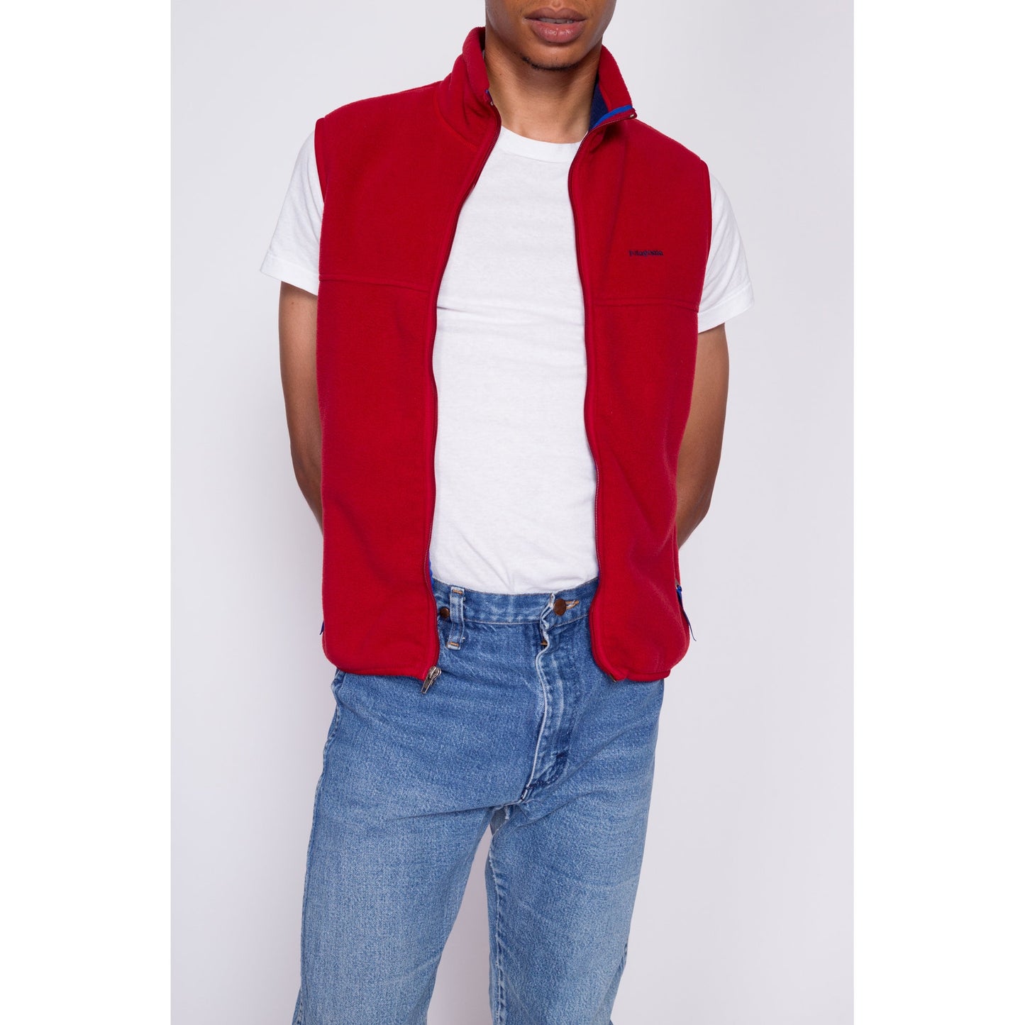 90s Patagonia Synchilla Red Fleece Vest - Men's Small | Vintage Zip Front Sleeveless Lightweight Jacket