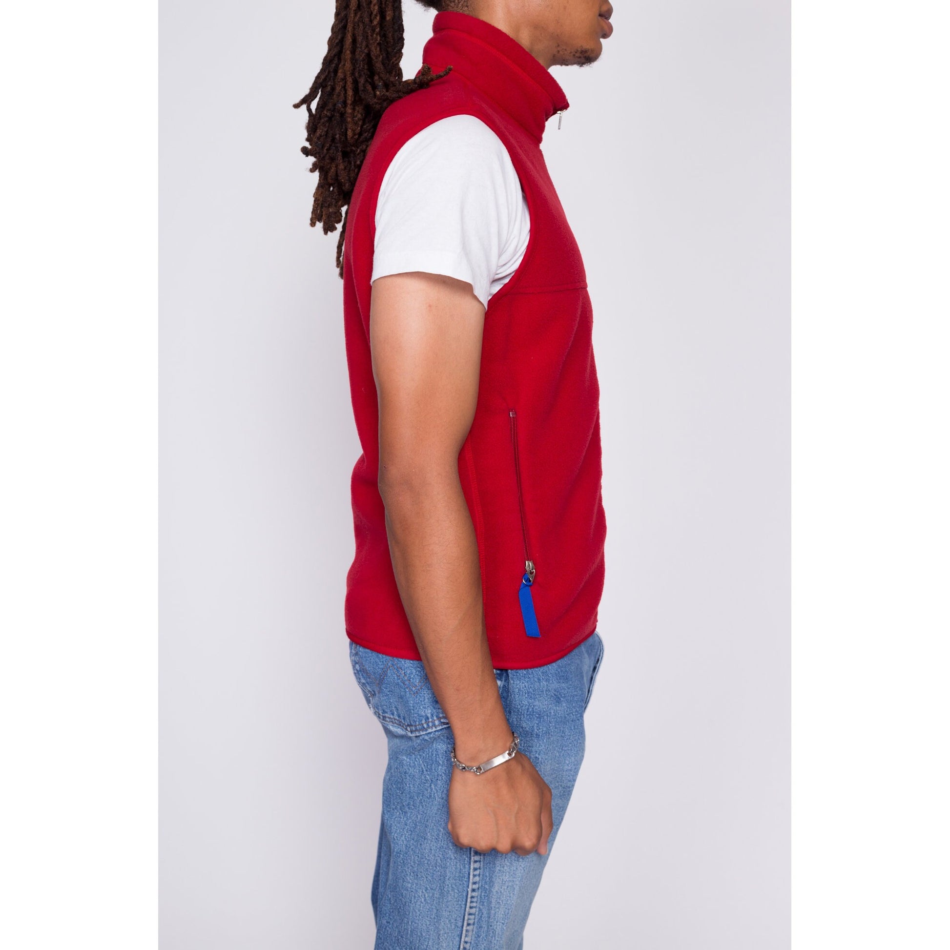 90s Patagonia Synchilla Red Fleece Vest - Men's Small | Vintage Zip Front Sleeveless Lightweight Jacket