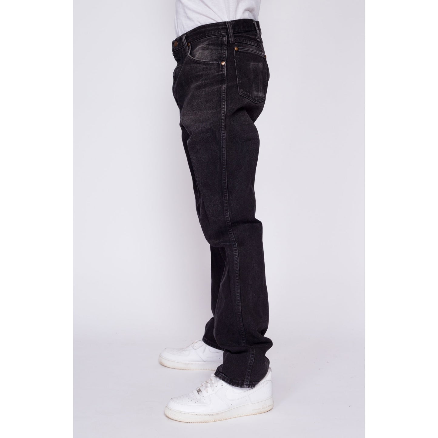 70s 80s Wrangler Black Jeans - 33x36 | Vintage Faded Denim Distressed Baggy Straight Leg Jeans