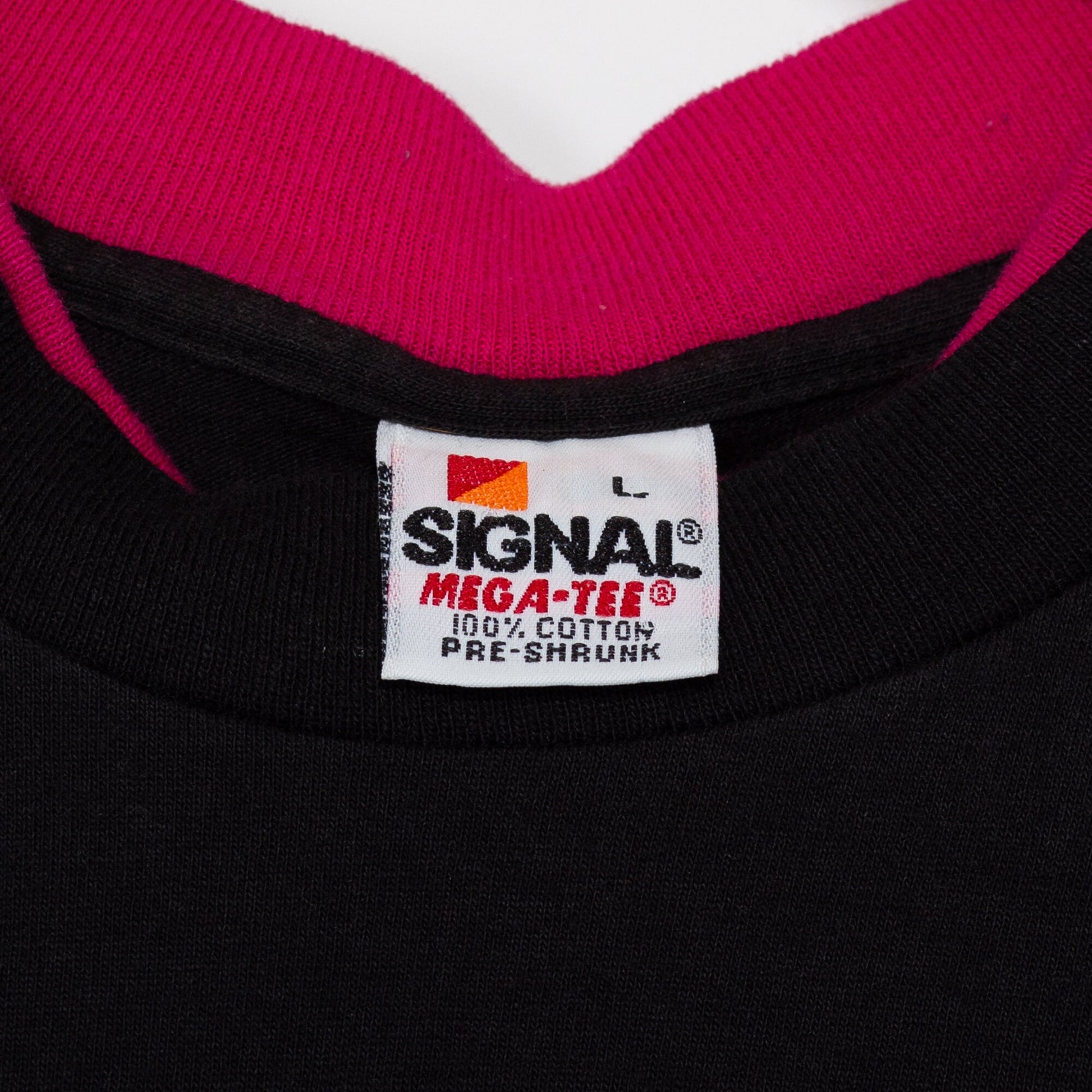 90s Vaporwave Winter Scene T Shirt - Unisex Medium | Vintage Black Pink Cuffed Graphic Tourist Tee