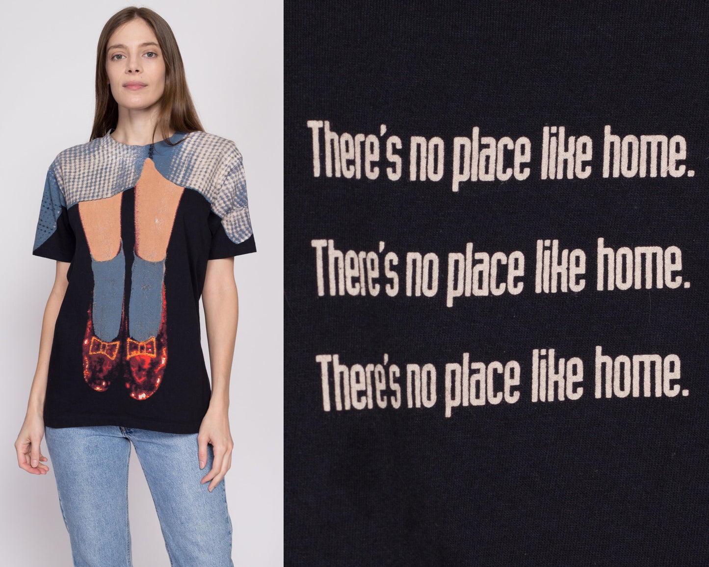 M| Vintage 1993 Wizard Of Oz Stanley Desantis "There's No Place Like Home" T Shirt - Unisex Medium | Rare 90s Dorothy Ruby Slippers Tee