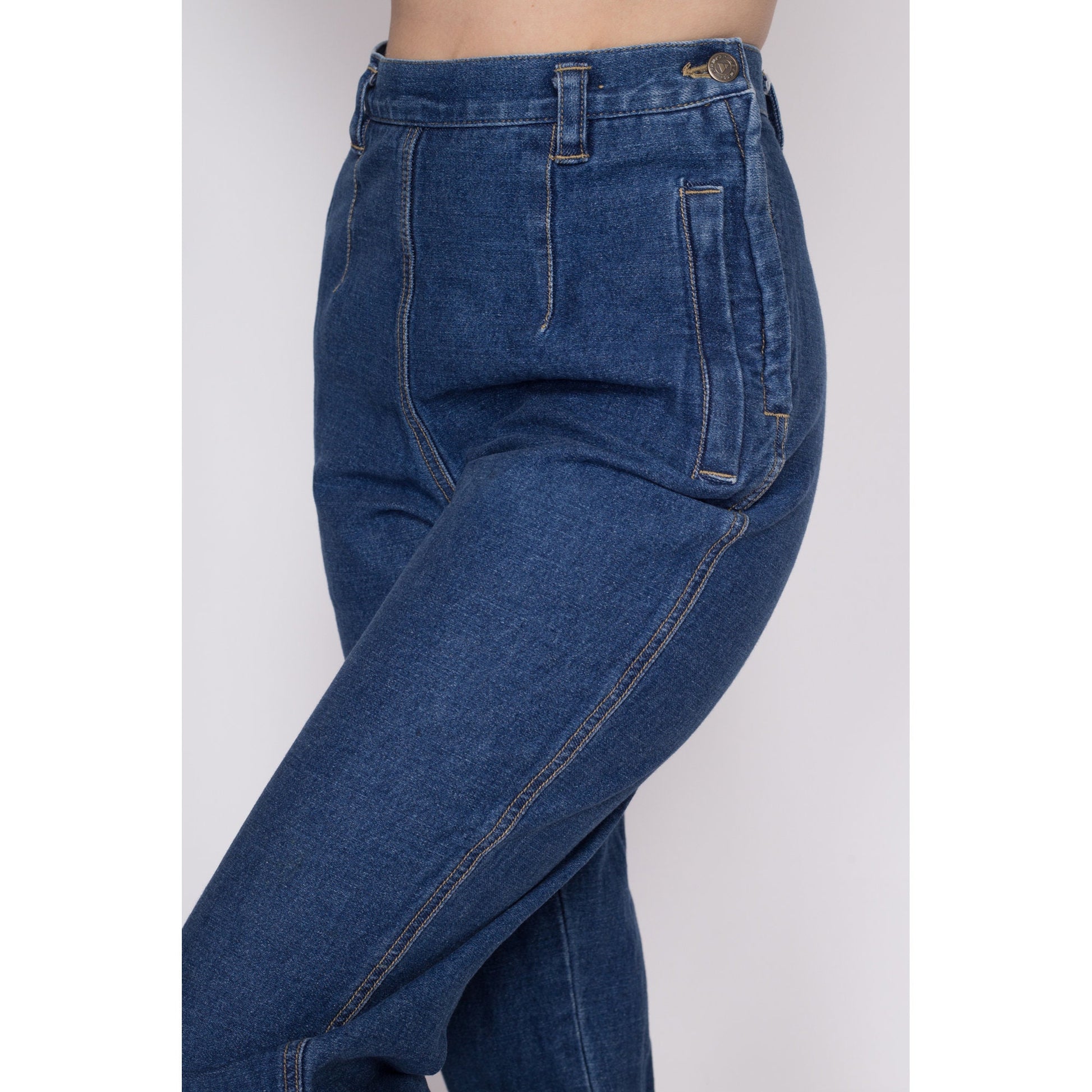 M| 90s Lizwear Stirrup Side Zip Jeans - Medium, 28" | Vintage High Waisted Dark Wash Stretchy Slim Ankle Jeans