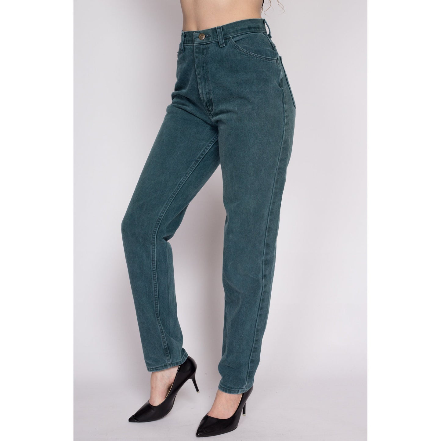 M| 90s Wrangler High Waisted Emerald Green Jeans - Medium, 27.5" | Vintage Denim Tapered Leg Mom Jeans