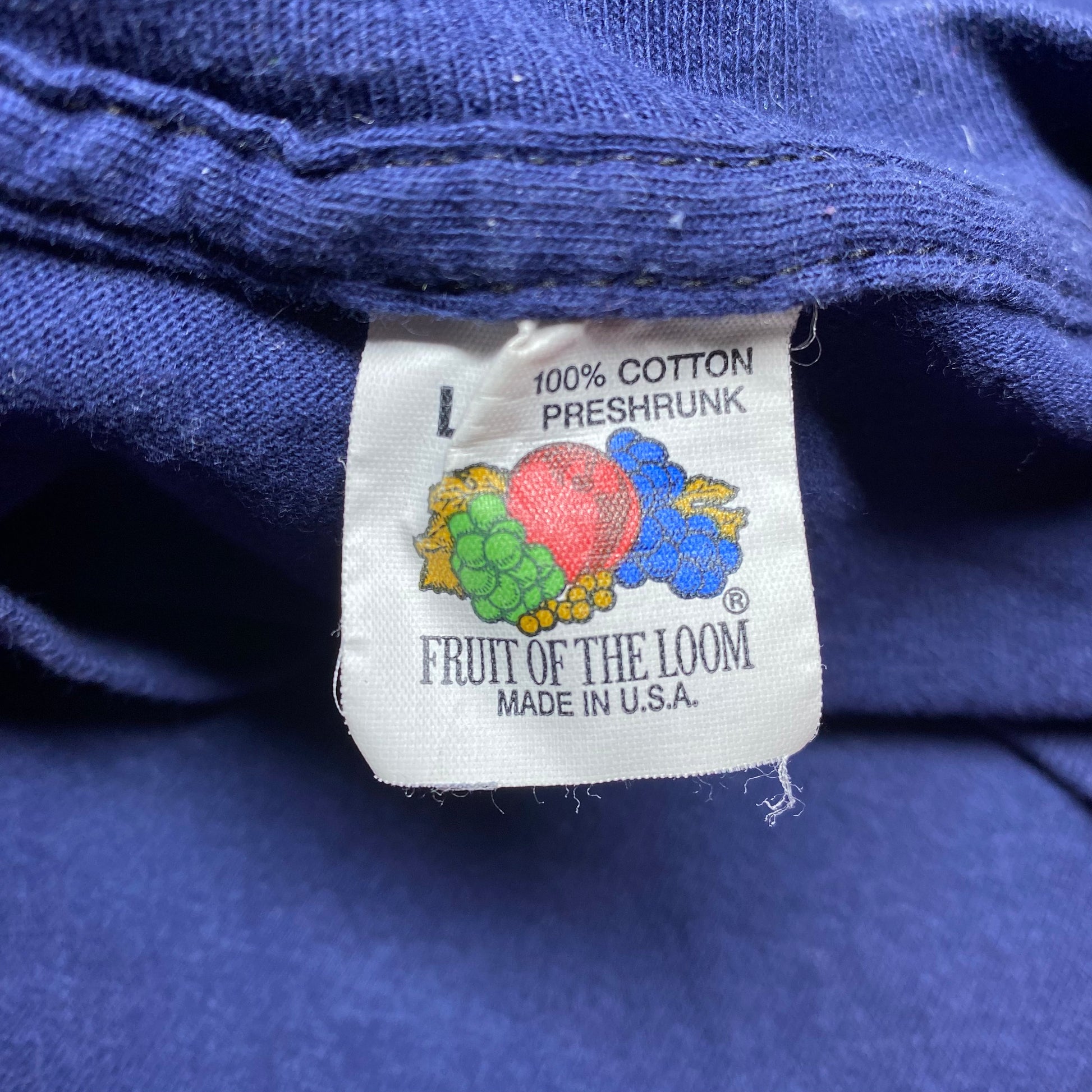 80s Plain Navy Blue Pocket Tee - Men's Medium | Vintage Fruit Of The Loom Cotton Blank T-Shirt
