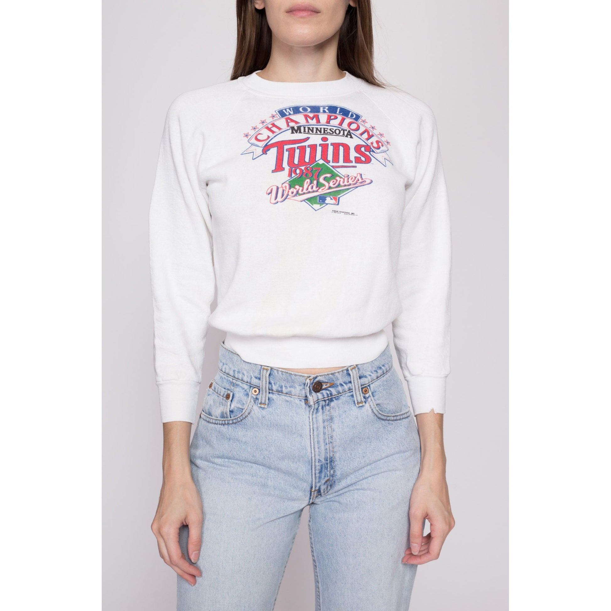 XS| 80s Minnesota Twins World Series Sweatshirt - Petite Extra Small | Vintage 1987 MLB Baseball Raglan Sleeve Crewneck Pullover