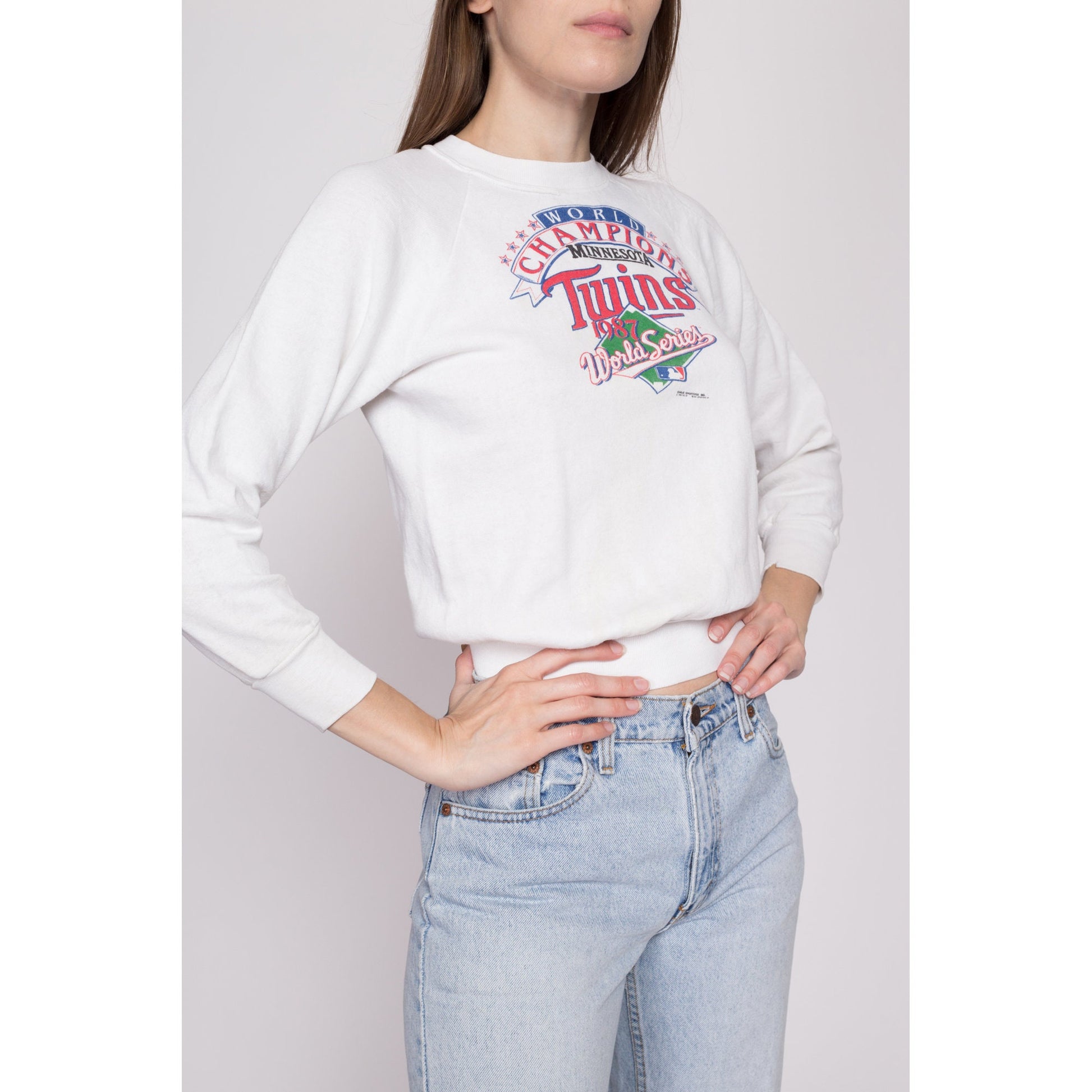 XS| 80s Minnesota Twins World Series Sweatshirt - Petite Extra Small | Vintage 1987 MLB Baseball Raglan Sleeve Crewneck Pullover