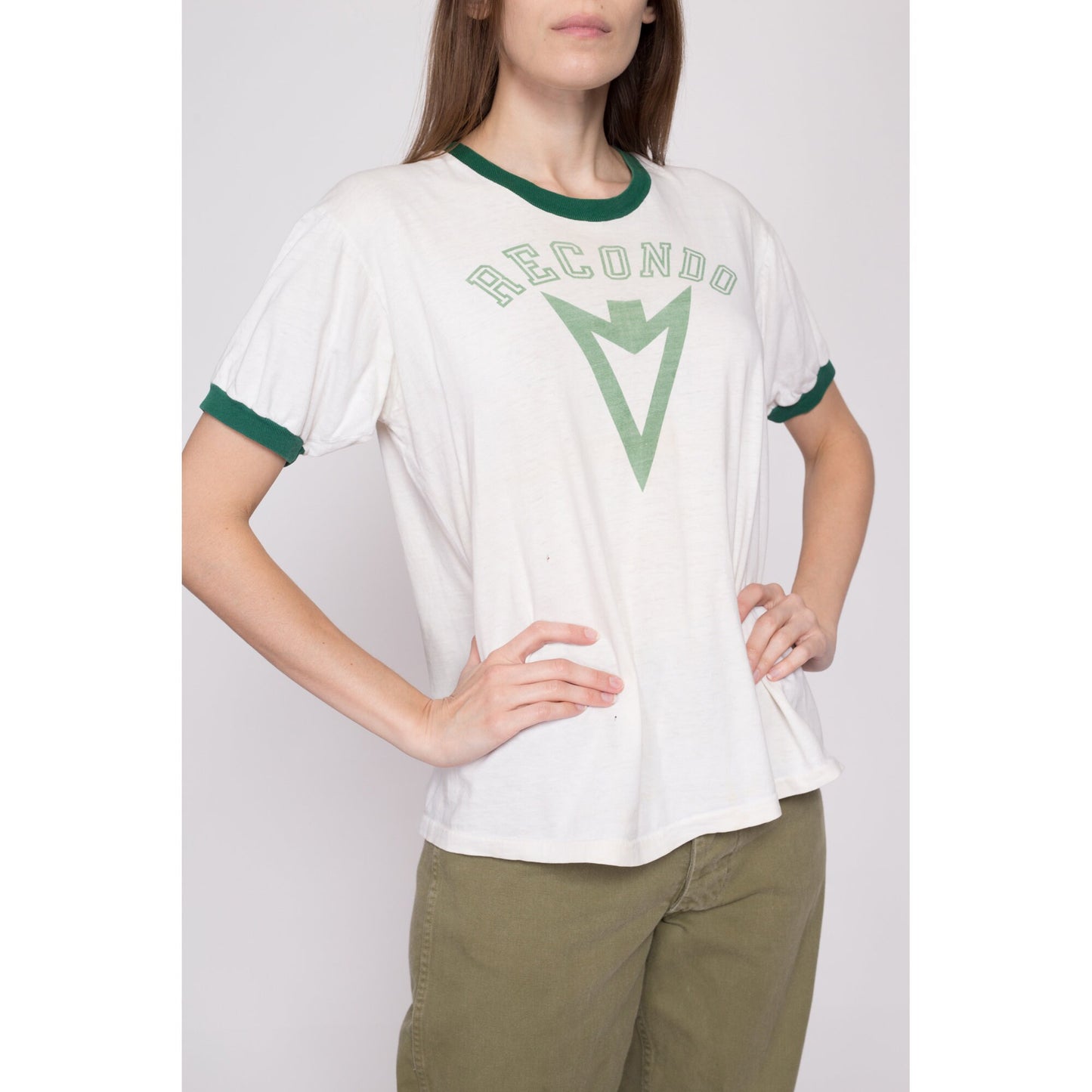 M-L| Vintage 1960s Recondo Army T Shirt - Men's Medium, Women's Large | Vintage Vietnam Era 60s 70s Distressed Military Ringer Tee