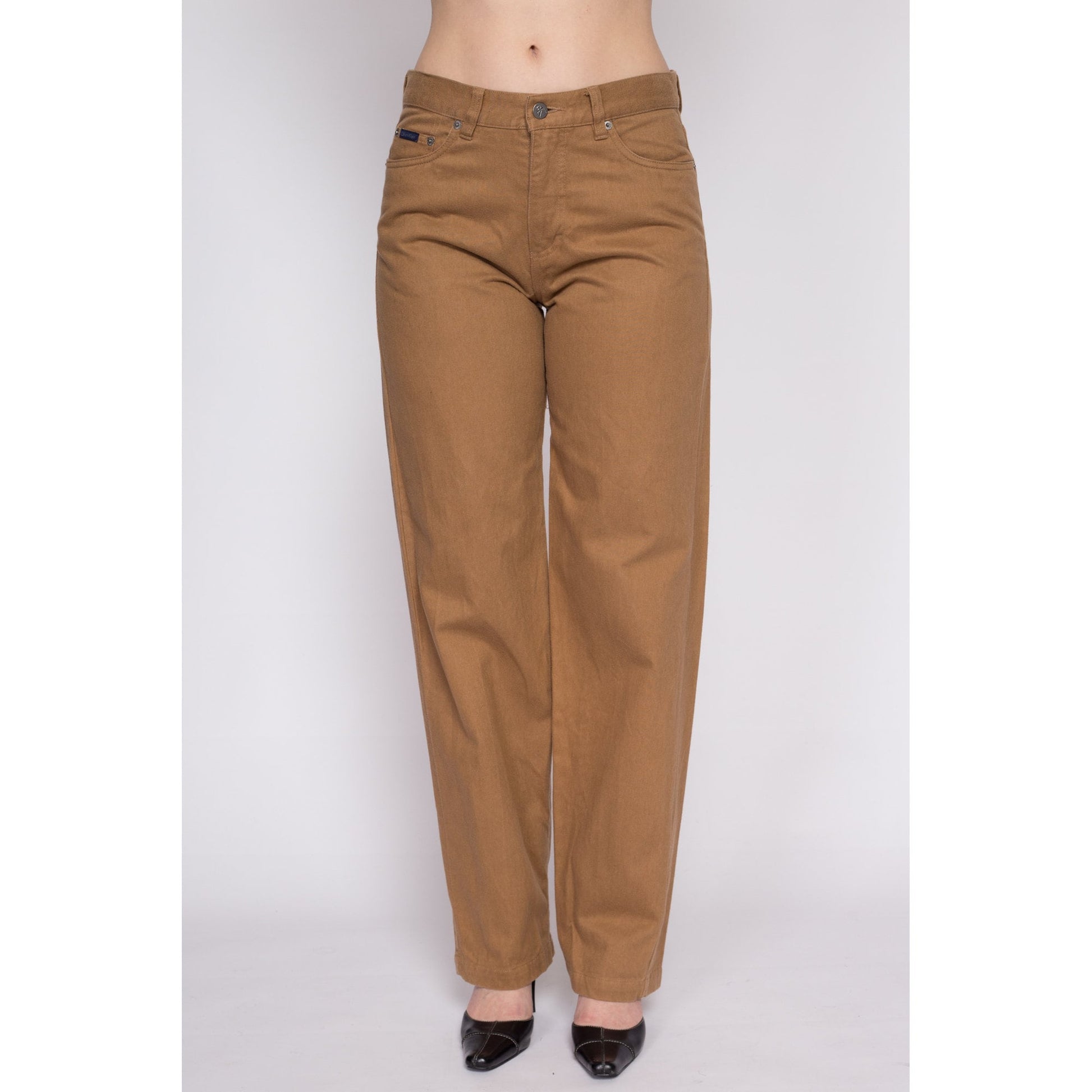 M| 90s Calvin Klein Brown Mid Rise Pants - Medium | Vintage Soft Cotton Straight Leg Trousers