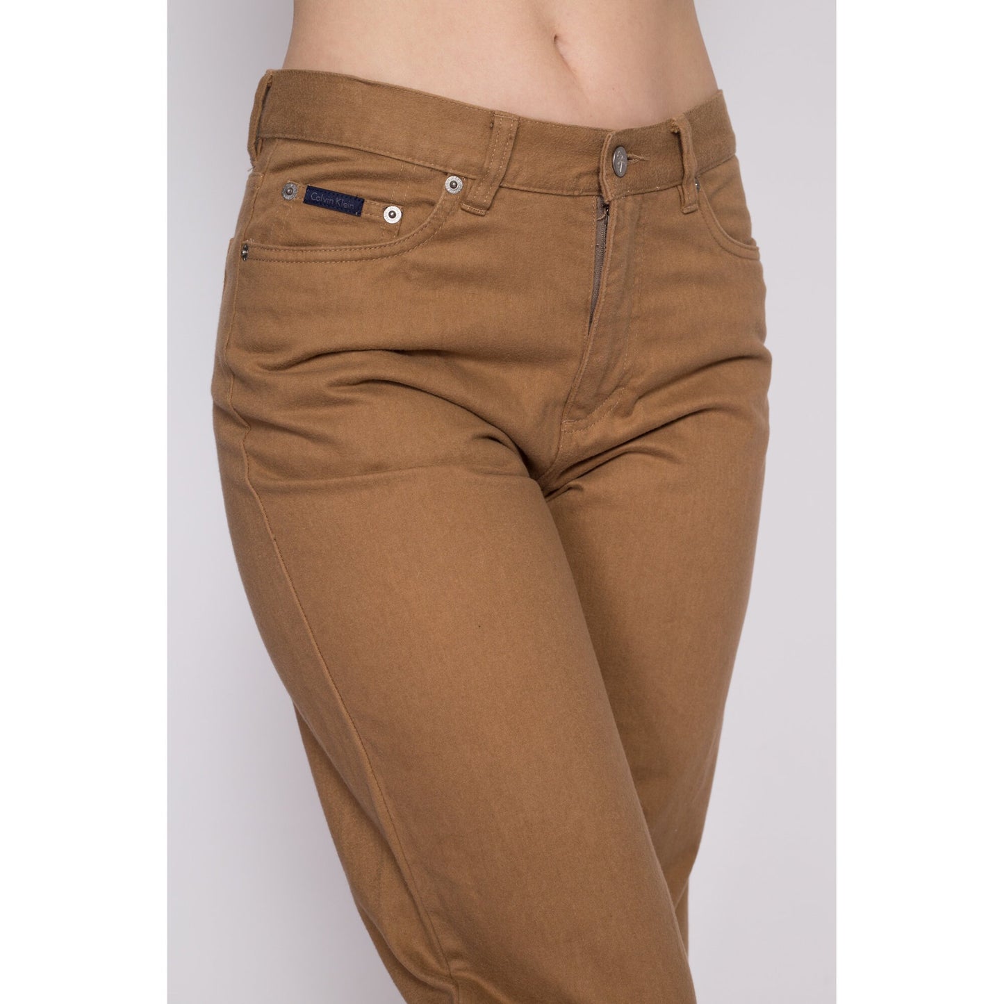 M| 90s Calvin Klein Brown Mid Rise Pants - Medium | Vintage Soft Cotton Straight Leg Trousers