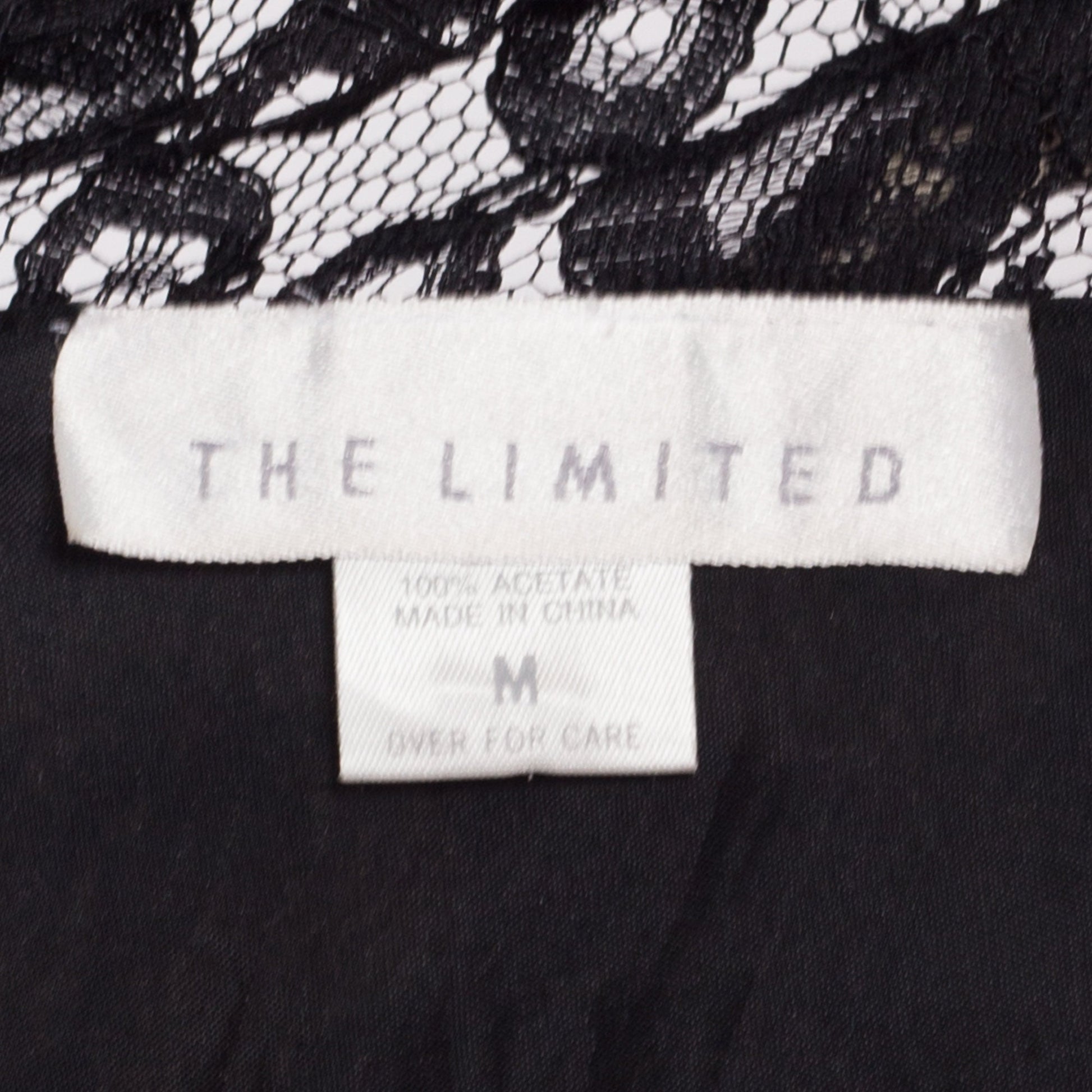 M| 90s The Limited Black Floral Crop Top Vest - Medium | Vintage Sheer Lace Back Button Up Cropped Sleeveless Suit Shirt