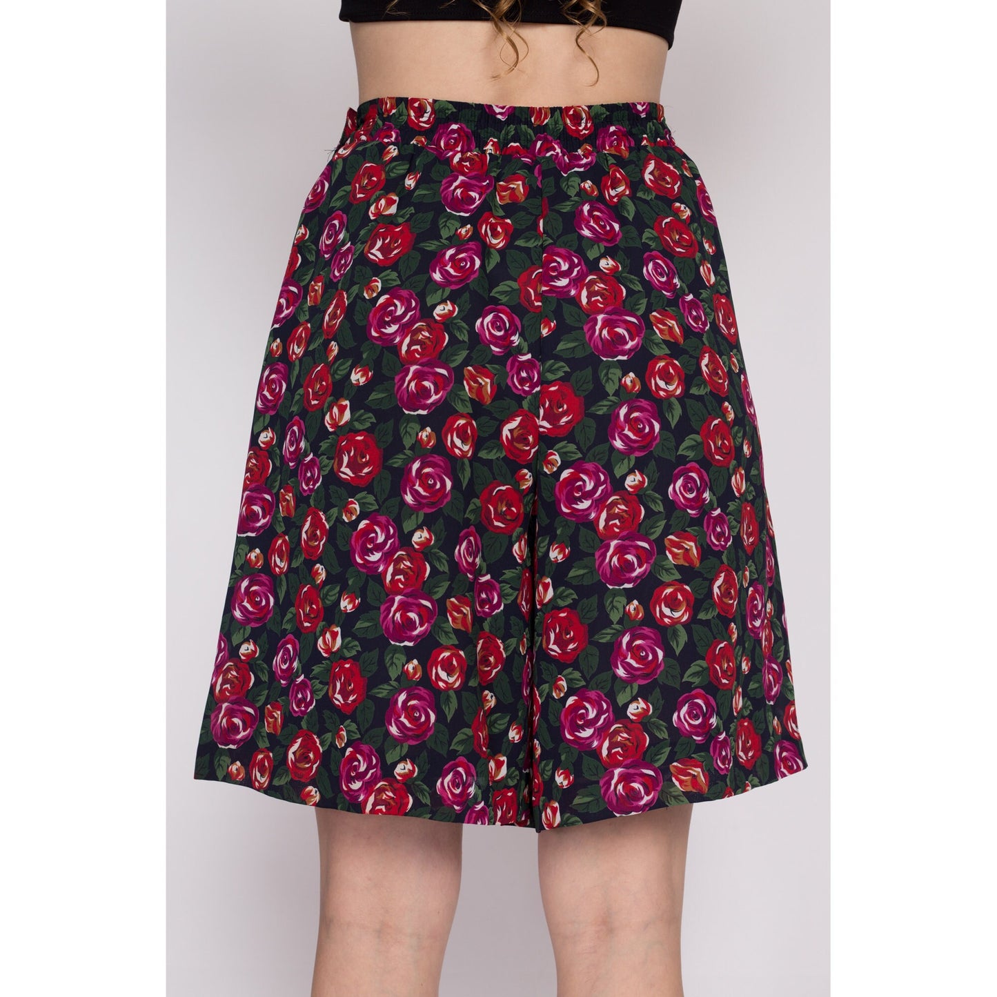 L| 90s Flowy Floral Lounge Shorts - Large | Vintage Boho High Waisted Wide Leg Shorts