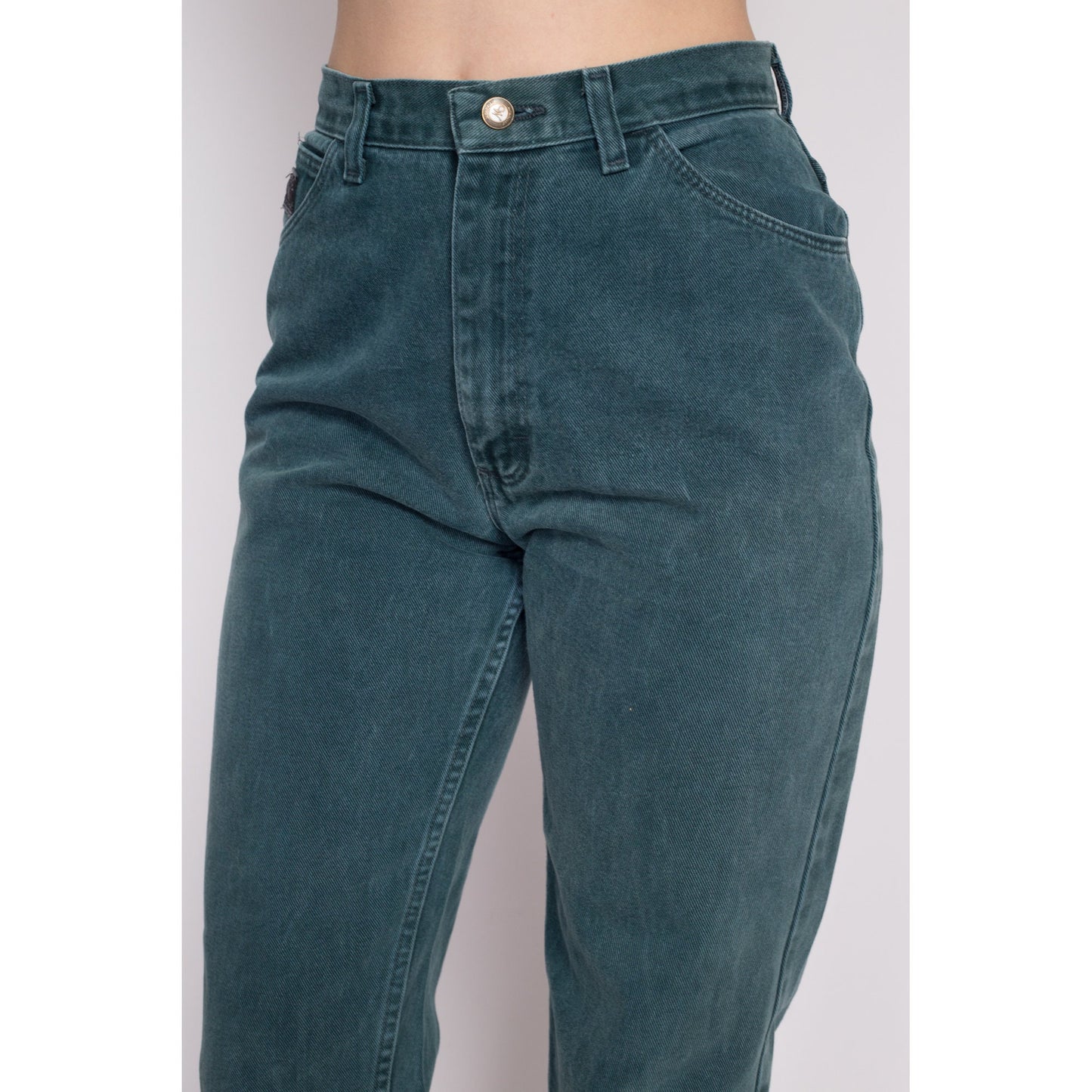 M| 90s Wrangler High Waisted Emerald Green Jeans - Medium, 27.5" | Vintage Denim Tapered Leg Mom Jeans