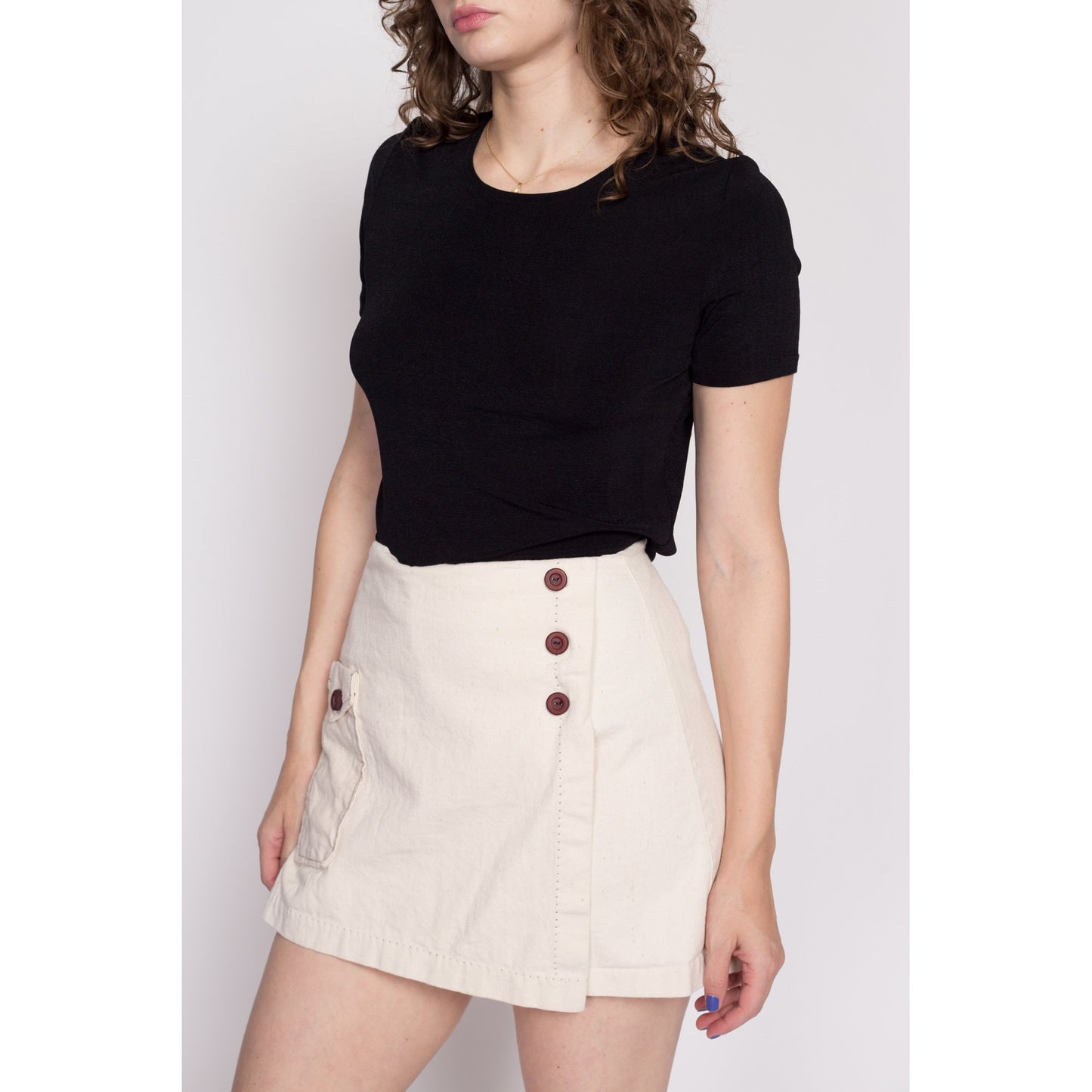 M| 90s Slinky Black Top - Medium | Vintage Plain Stretchy Short Sleeve Shirt