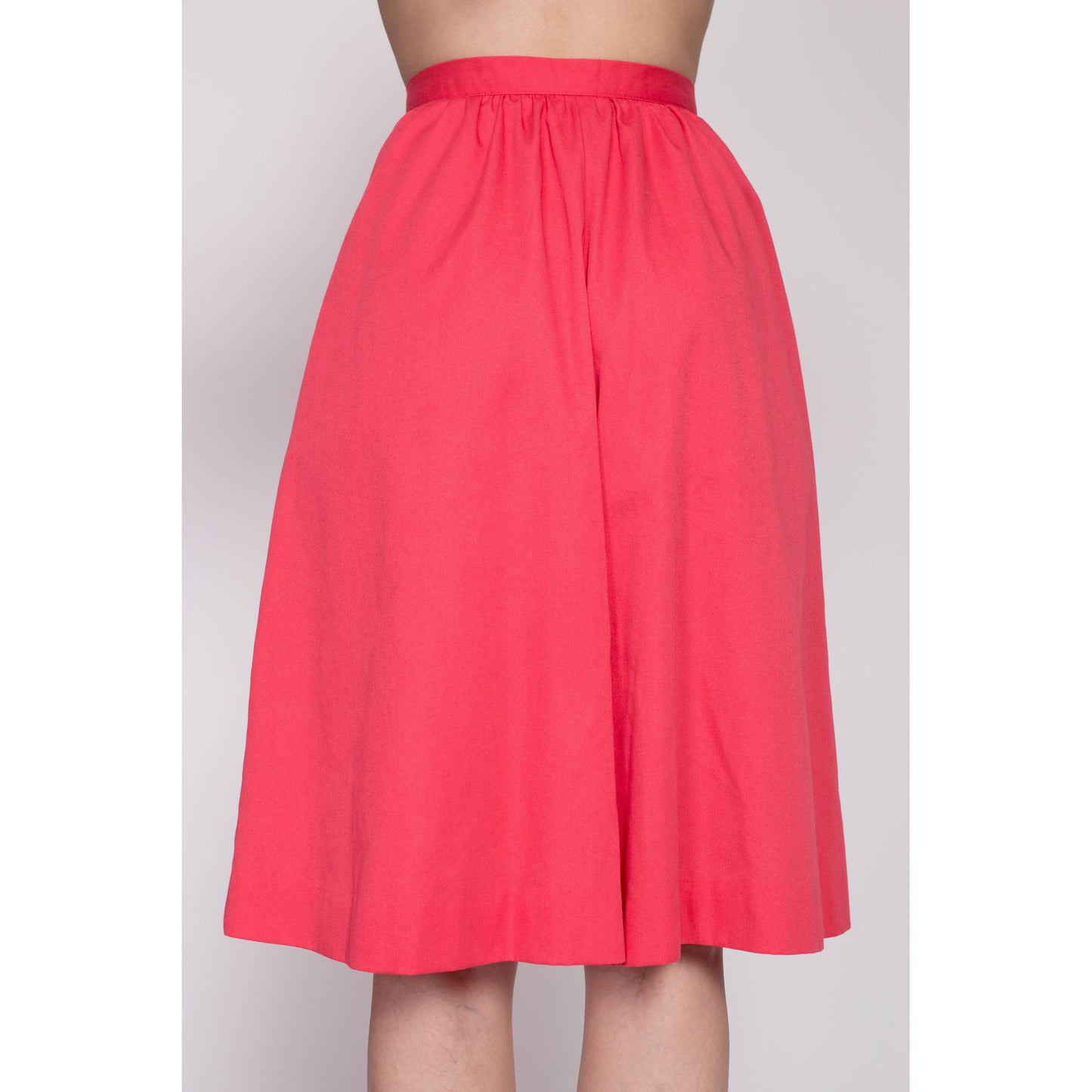XS| 70s Salmon Pink High Waisted Culotte Skort - Extra Small, 23.5" | Retro Vintage Pantskirt Long Shorts