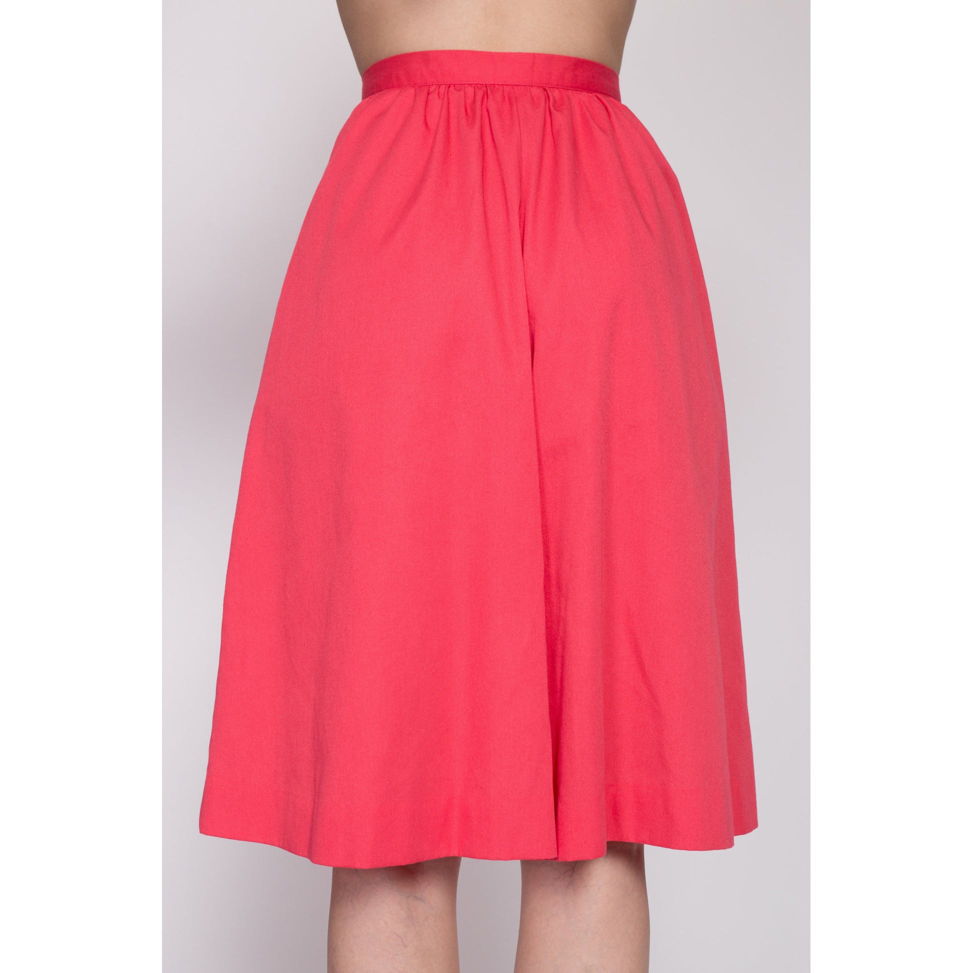 XS| 70s Salmon Pink High Waisted Culotte Skort - Extra Small, 23.5" | Retro Vintage Pantskirt Long Shorts