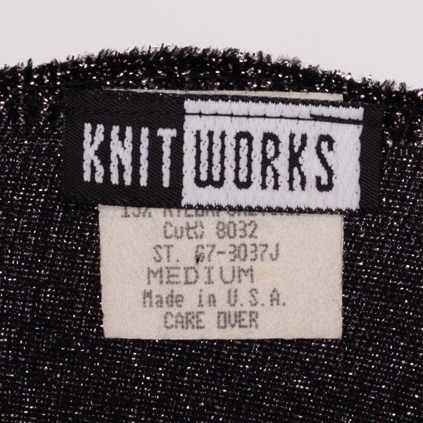 M| 90s Black & Silver Metallic Shirt - Medium | Vintage Short Sleeve Fitted Knit Top
