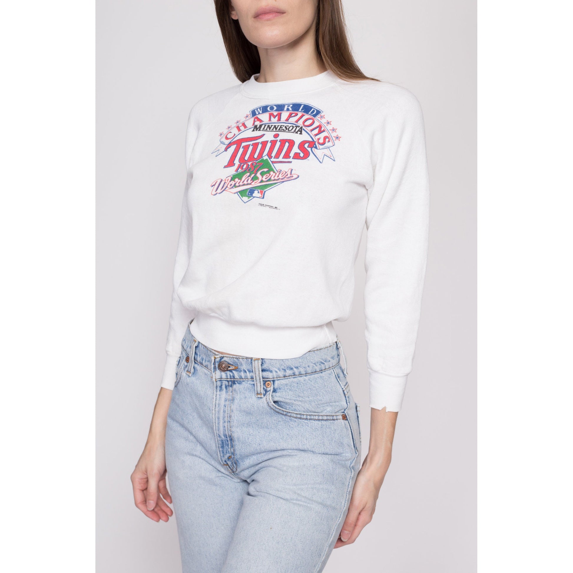 XS| 80s Minnesota Twins World Series Sweatshirt - Petite Extra Small | Vintage 1987 MLB Baseball Raglan Sleeve Crewneck Pullover