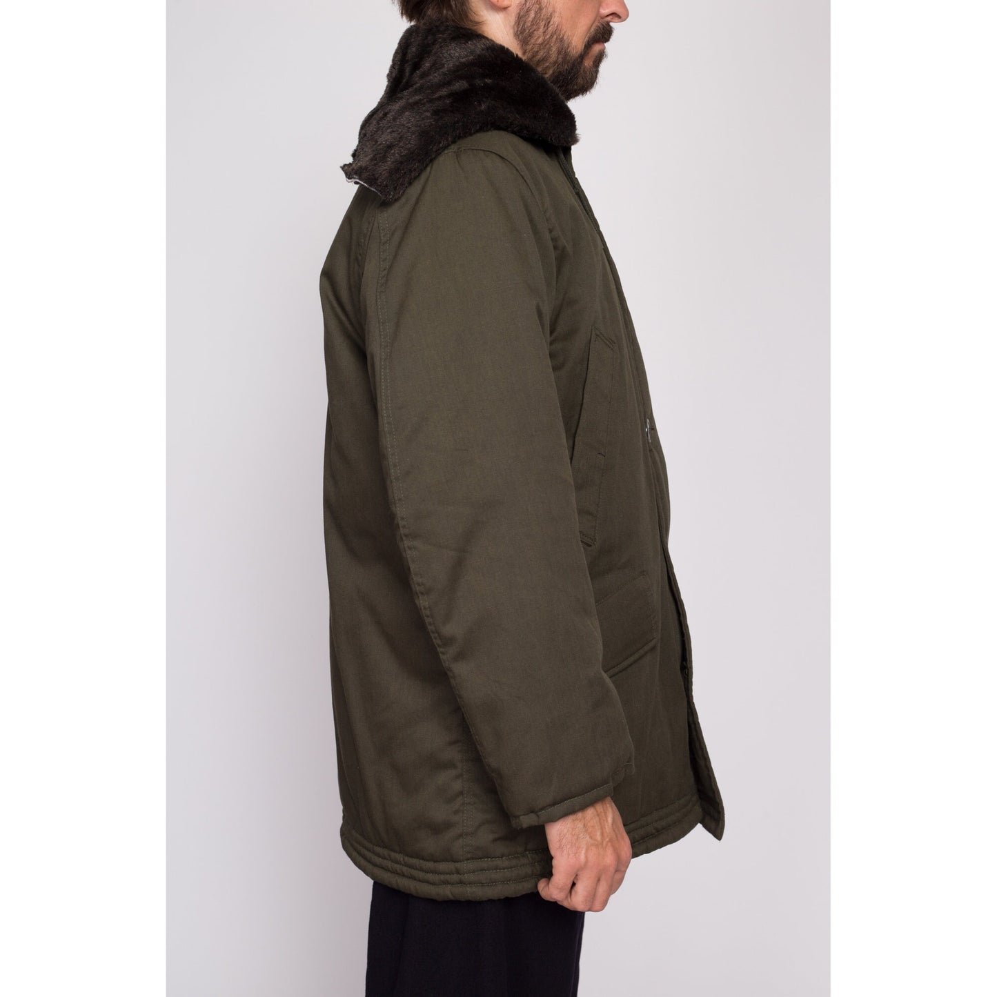 M| 80s Golden Fleece Hooded Army Green Parka Jacket - Men's Medium Short | Vintage Industrial Outerwear Split Zip Hood Oversize Coat