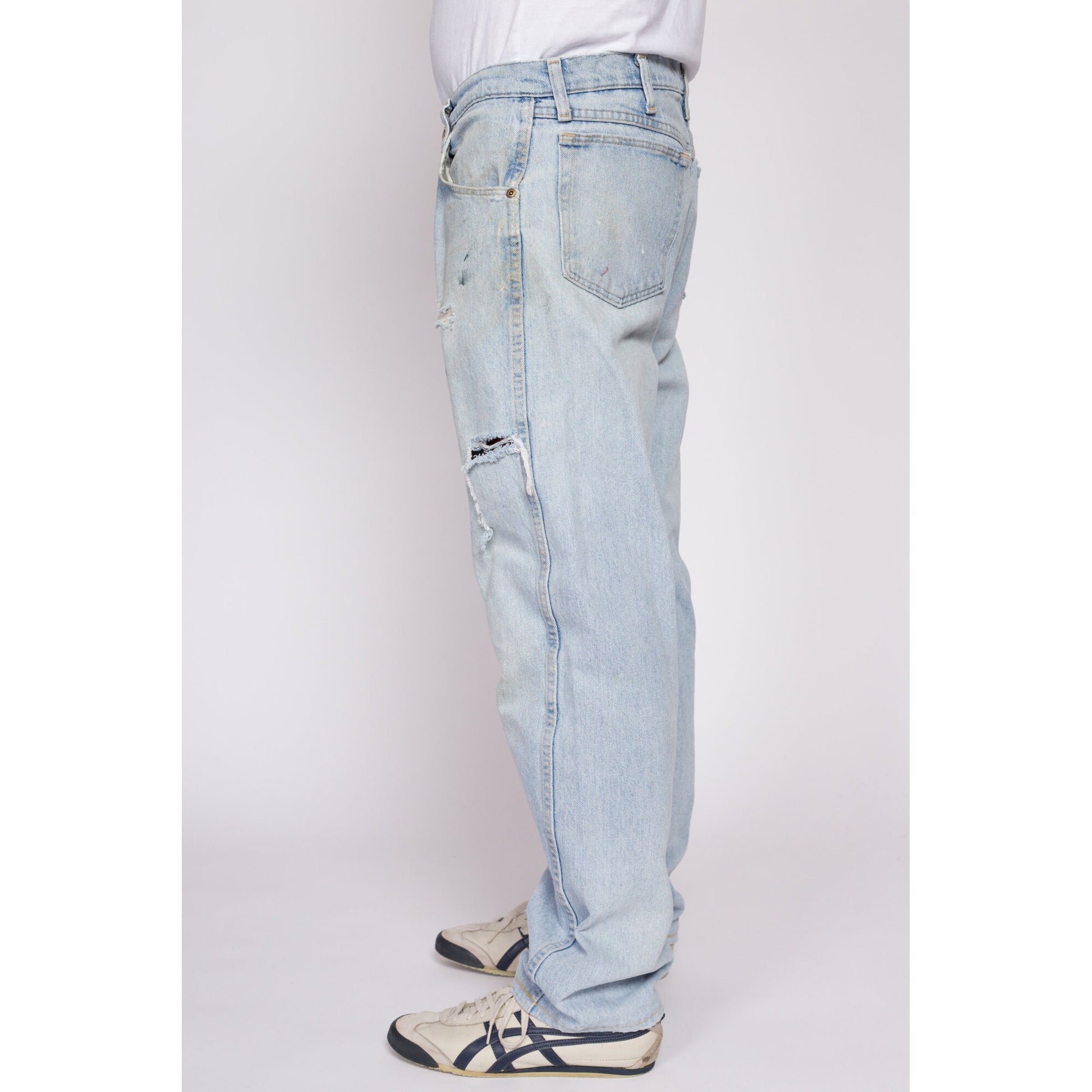 L| 90s Distressed Light Wash Cabela's Jeans - 36x32 | Vintage Outdoor Gear Denim Straight Leg Jeans