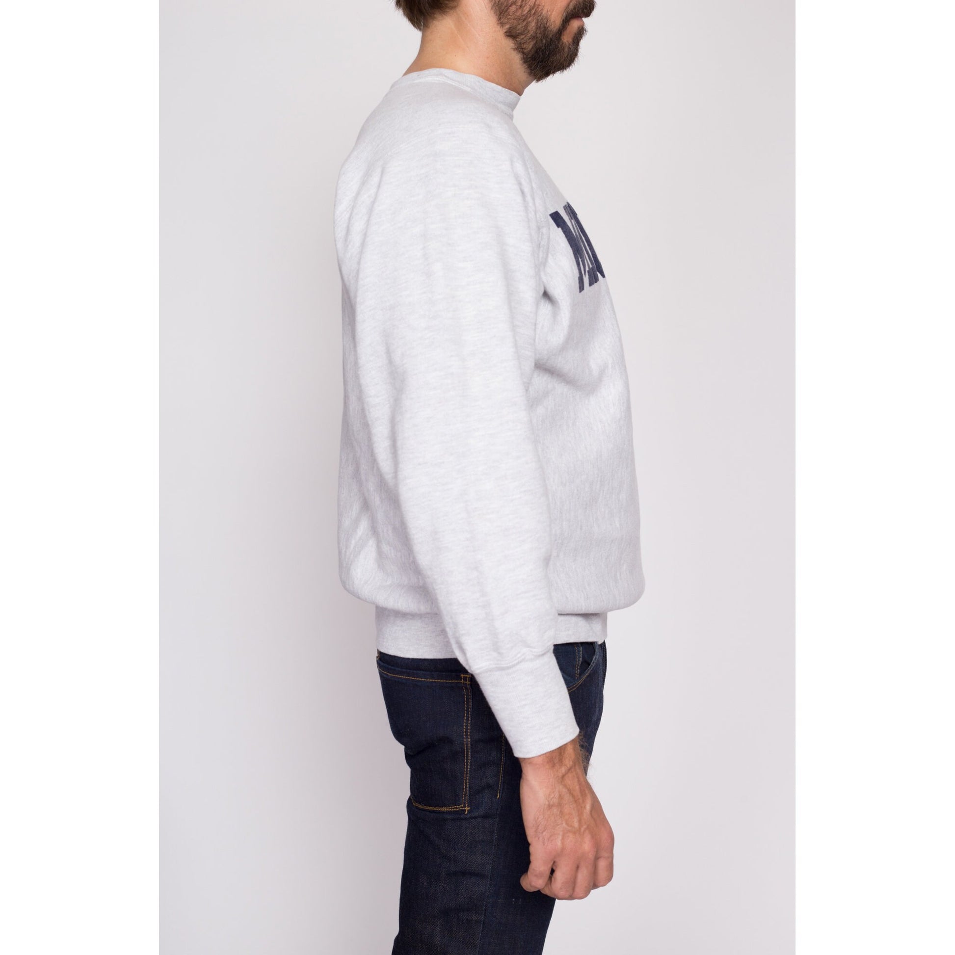 M| 90s University Of Michigan Champion Reverse Weave Sweatshirt - Men's Medium | Vintage Heather Grey Collegiate Crew Neck Pullover