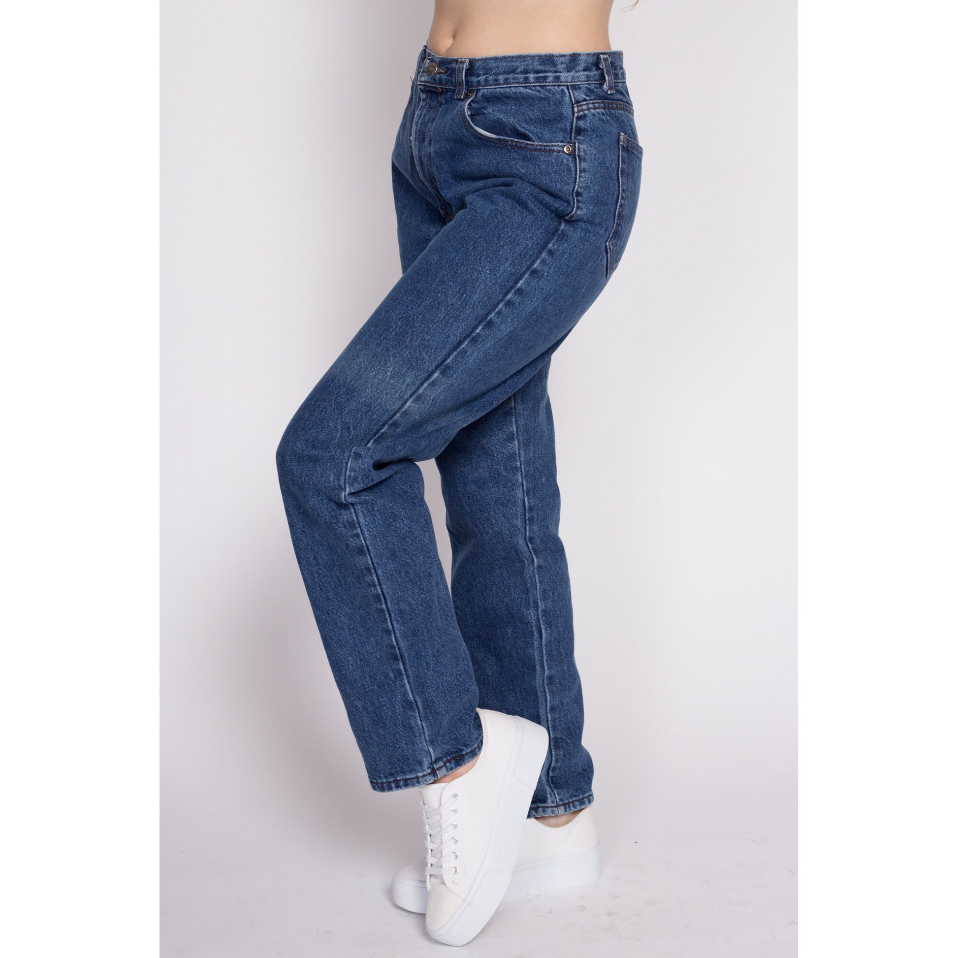 M| 90s Calvin Klein Sport High Waisted Mom Jeans - Medium, 30" | Vintage CK Dark Wash Denim Tapered Leg Jeans