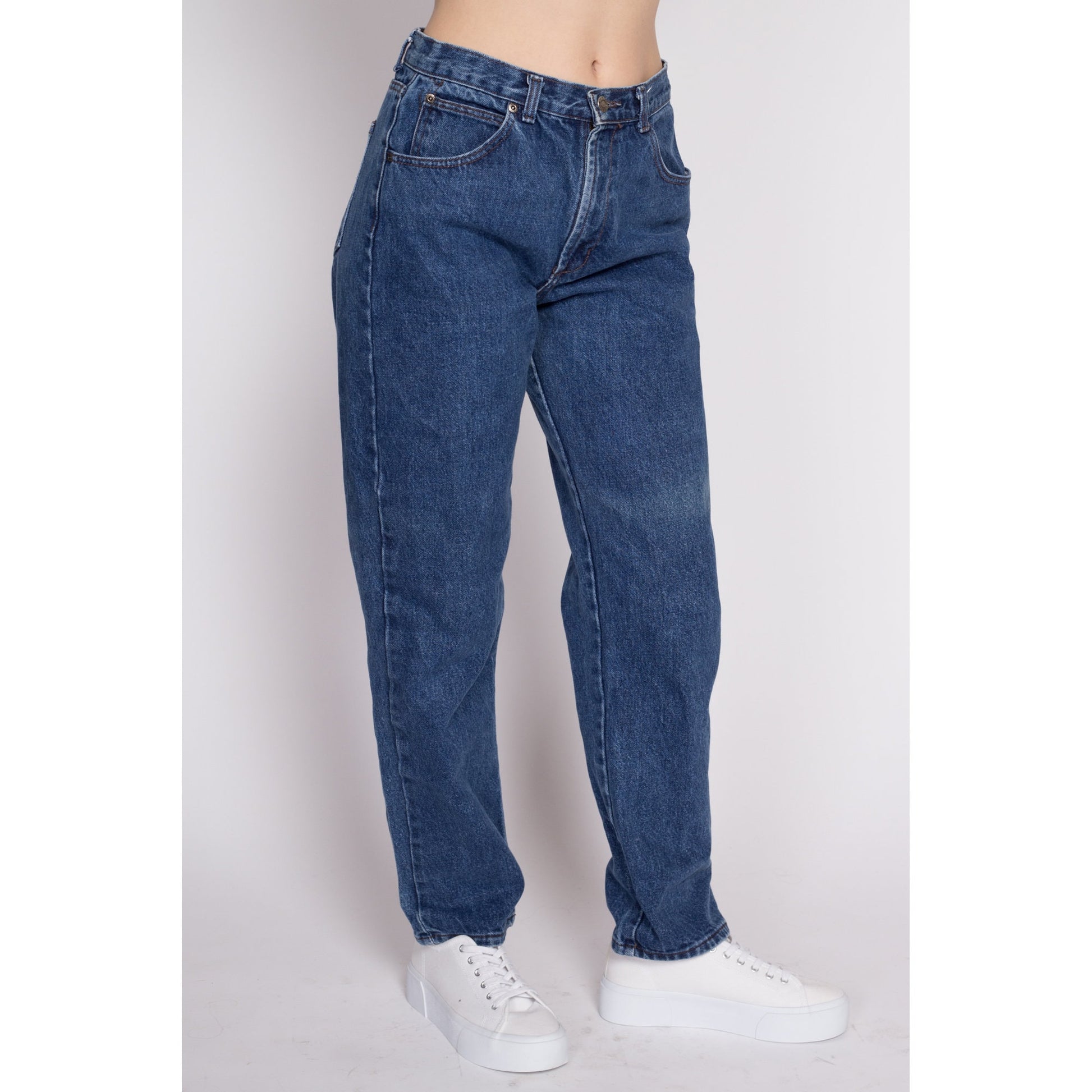 M| 90s Calvin Klein Sport High Waisted Mom Jeans - Medium, 30" | Vintage CK Dark Wash Denim Tapered Leg Jeans