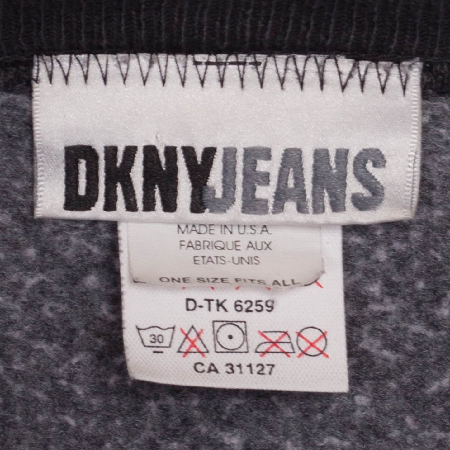 One Size 90s DKNY Jeans Black Crewneck Sweatshirt | Vintage Spell Out Big Logo Oversize Pullover