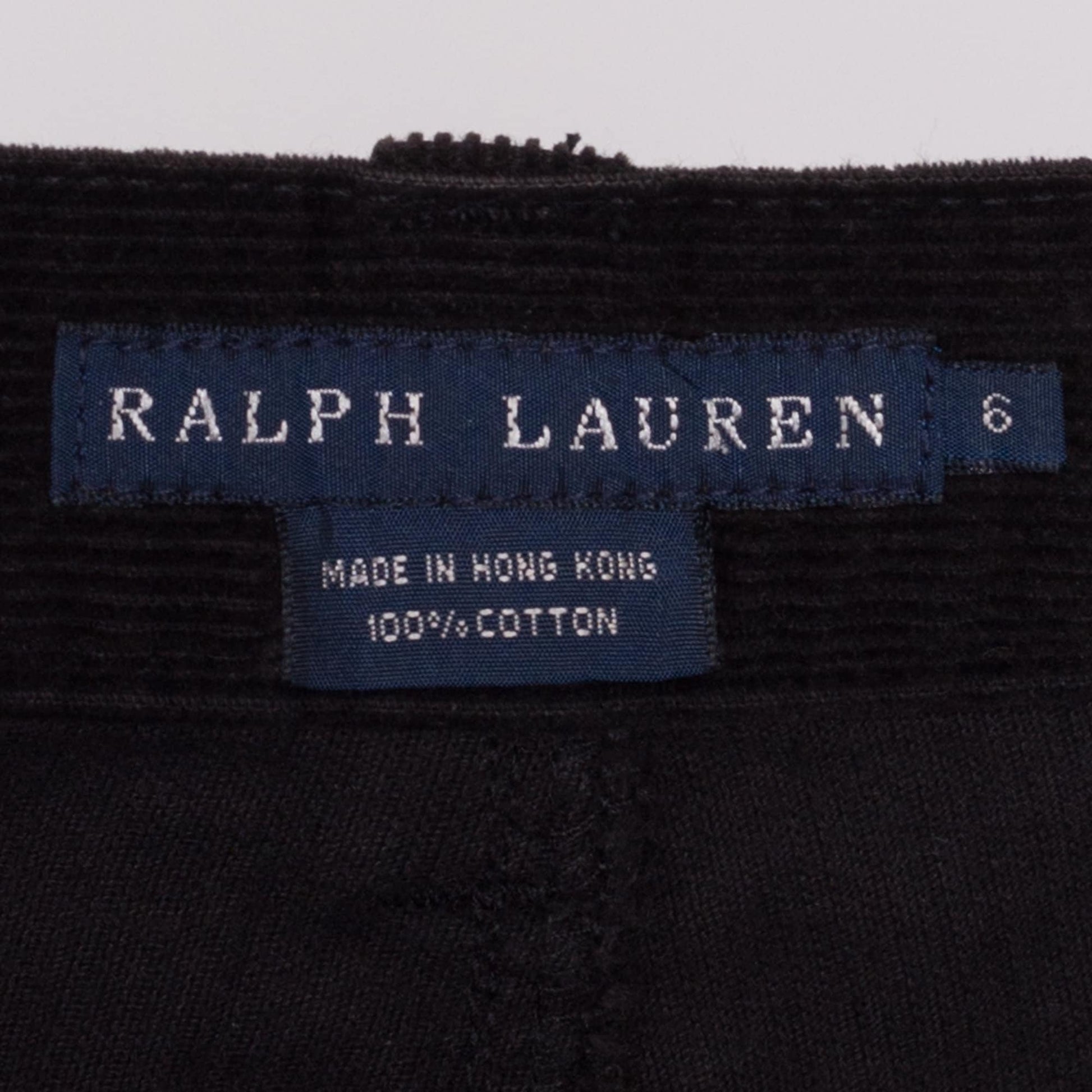 Small Y2K Ralph Lauren Black Corduroy Pants | Vintage Low Rise Tapered Leg Trousers