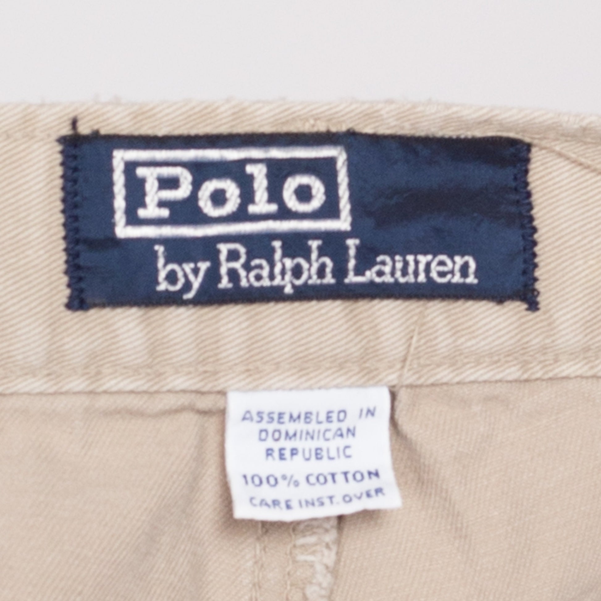 M| 90s Polo Ralph Lauren Khaki Cotton Shorts - Medium | Vintage Mid Rise Pleated Casual Shorts
